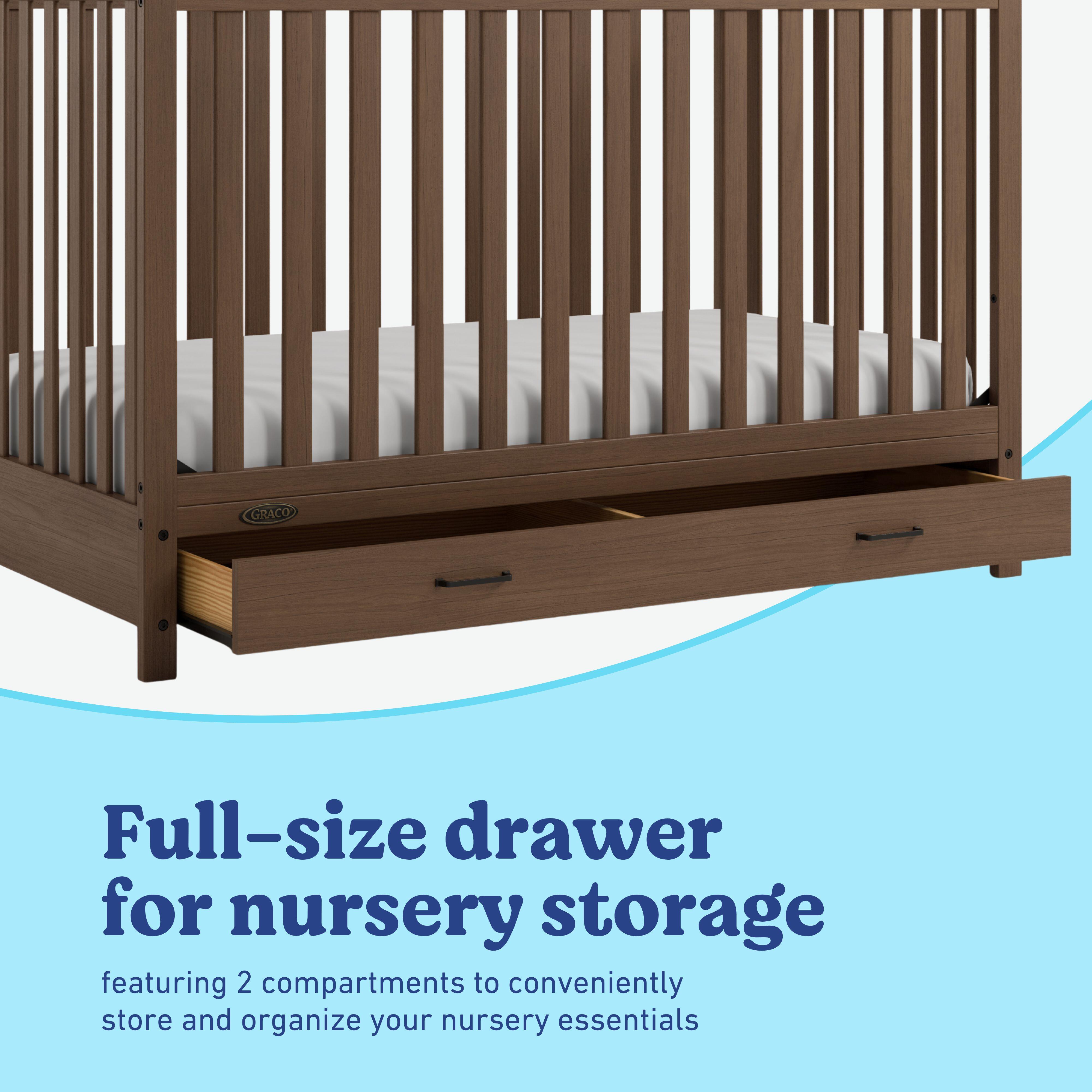 Graco Benton 5-in-1 Convertible Crib With Storage Drawer, Hazelnut, large