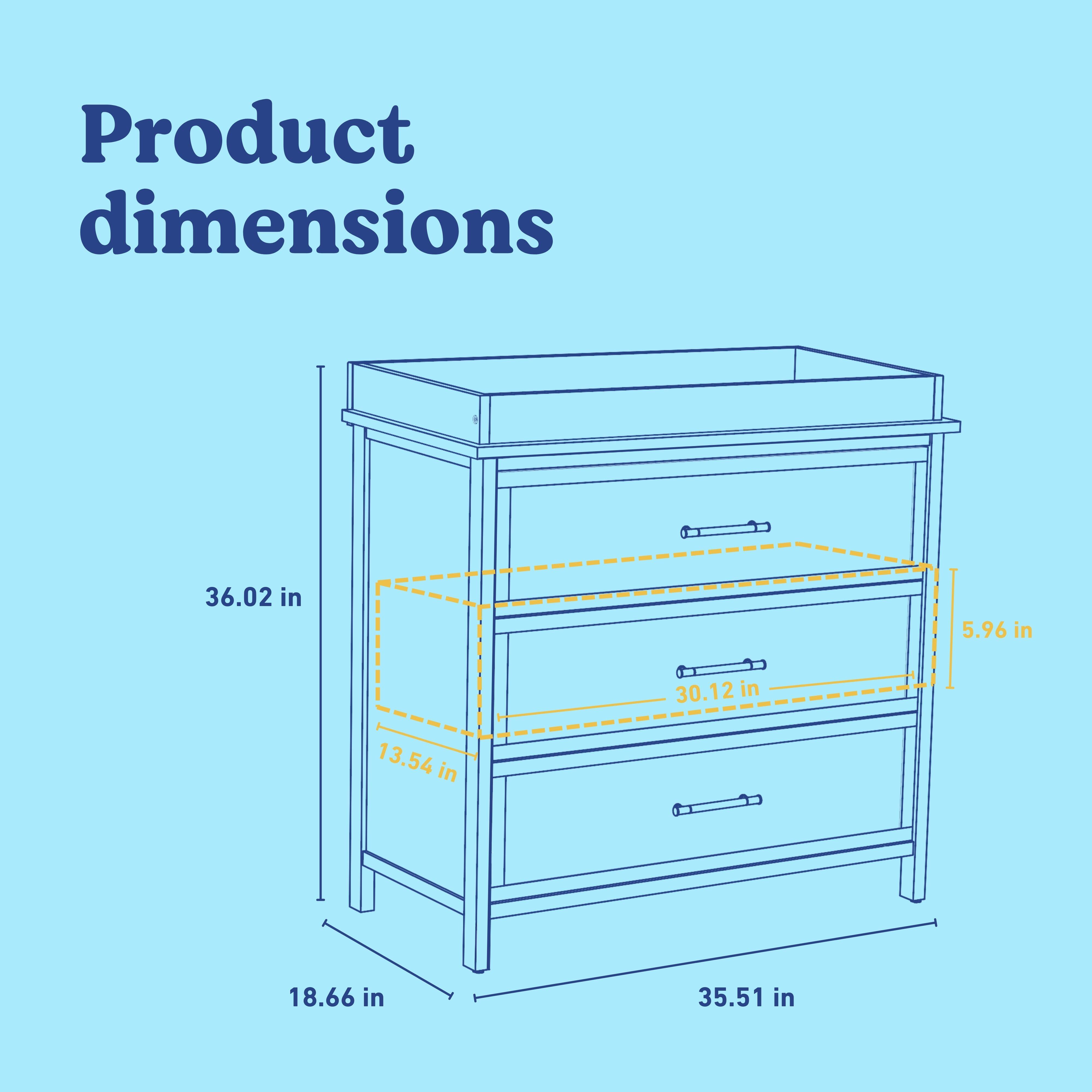 Graco Classic 3 Drawer Chest with Changing Topper, Driftwood, large