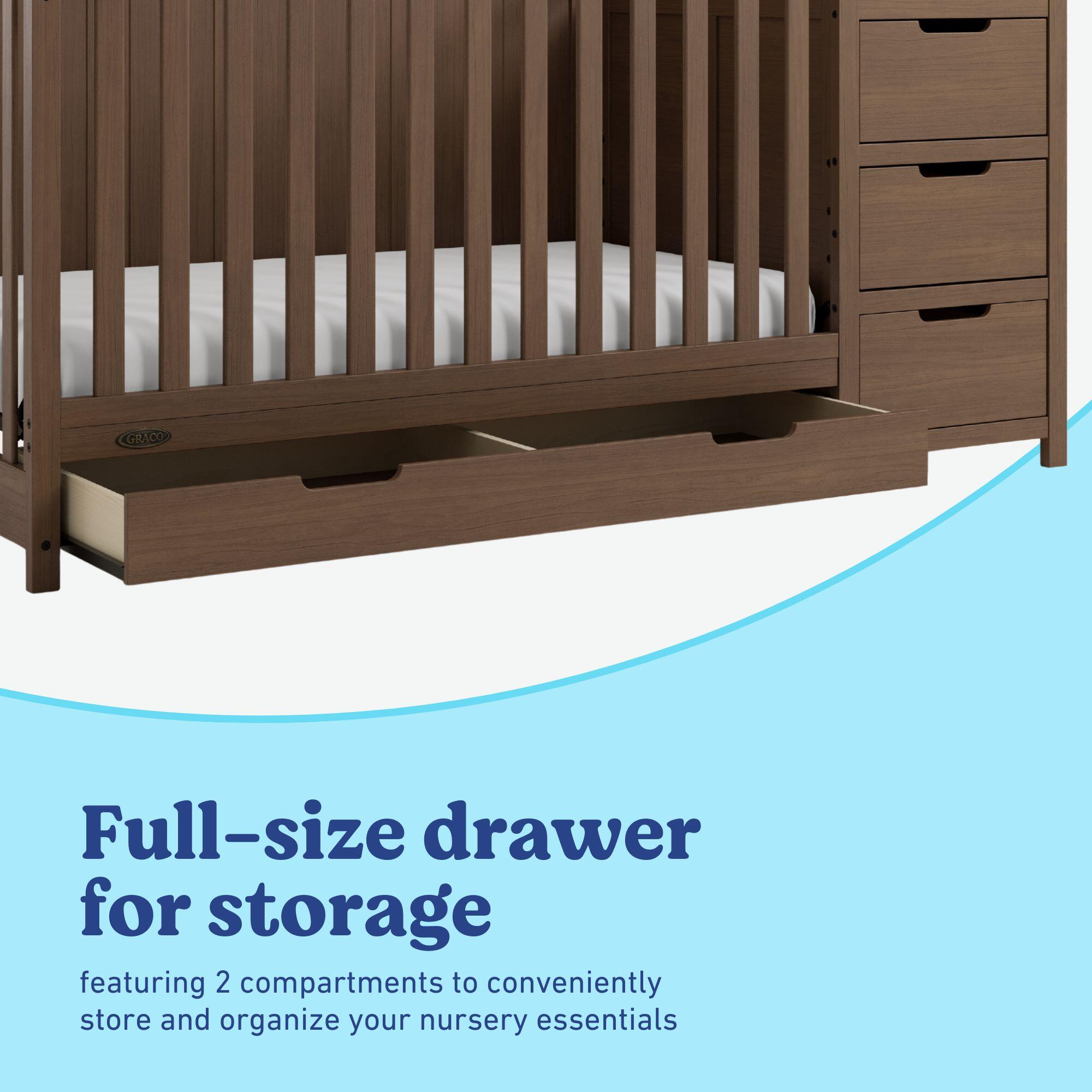 Graco Hadley 5-in-1 Convertible Crib and Changer With Storage Drawer, Hazelnut, large