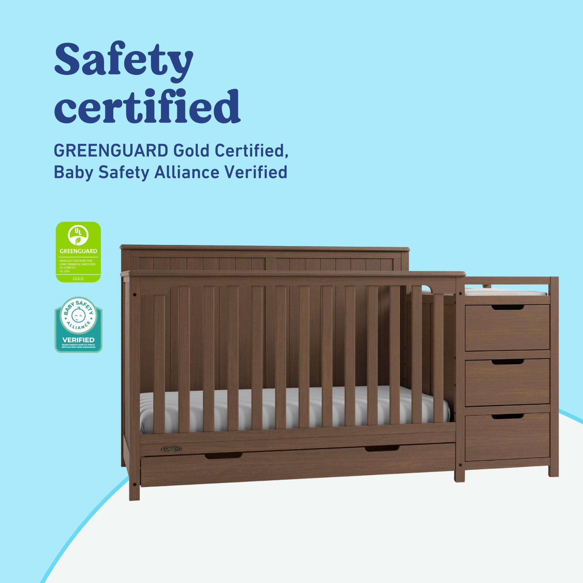 Graco Hadley 5-in-1 Convertible Crib and Changer With Storage Drawer, Hazelnut, large