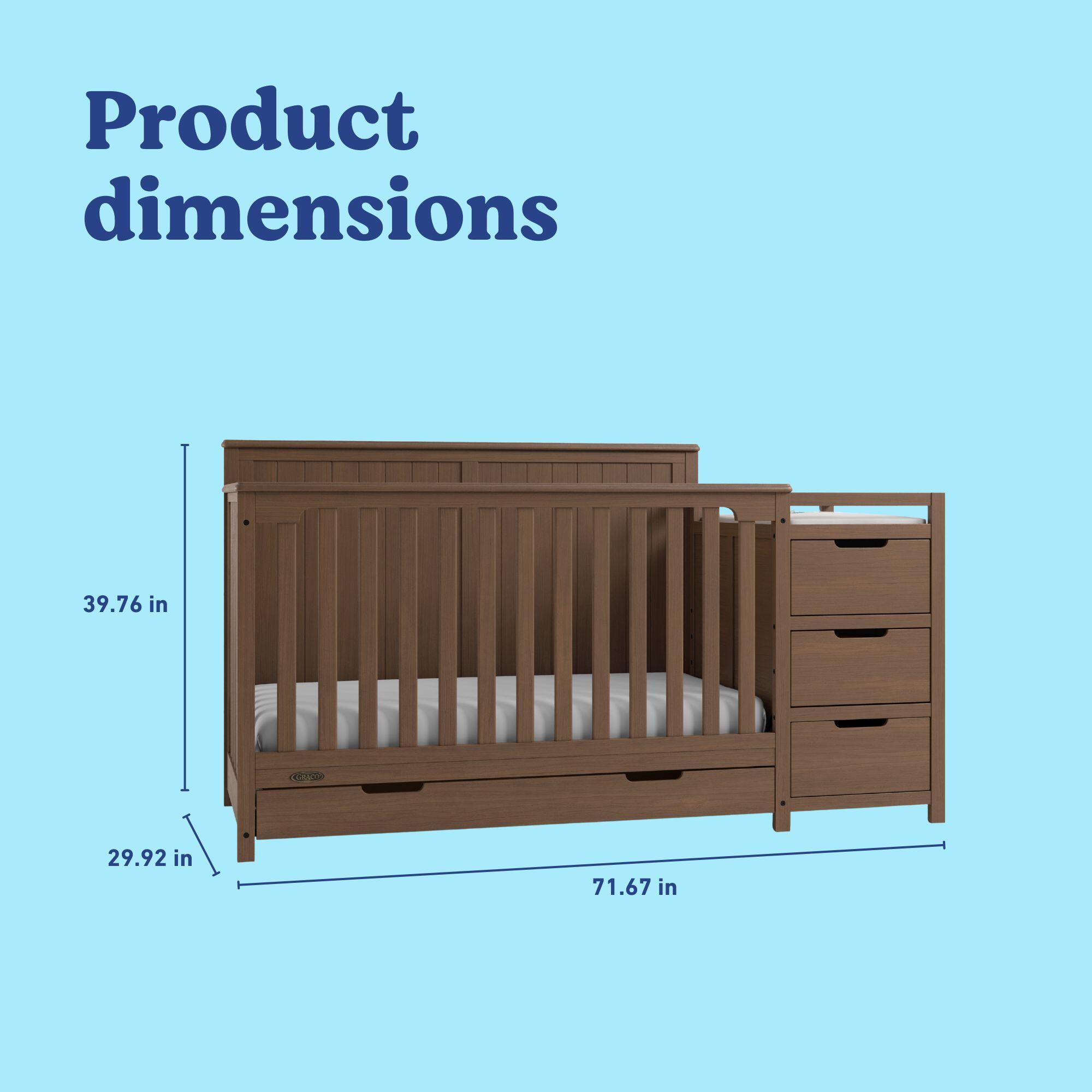 Graco Hadley 5-in-1 Convertible Crib and Changer With Storage Drawer, Hazelnut, large