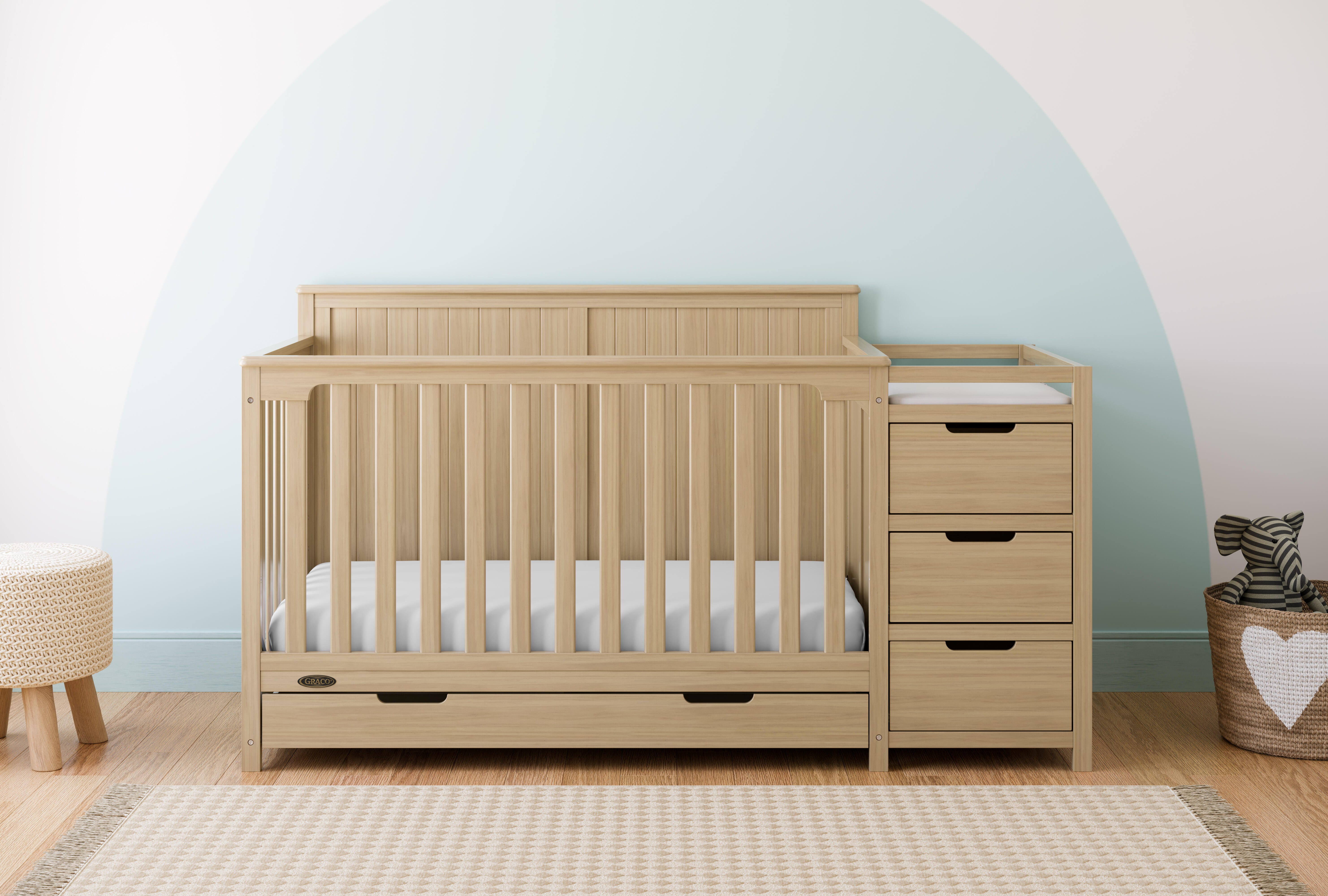 Graco Hadley 5-in-1 Convertible Crib and Changer With Storage Drawer, Driftwood