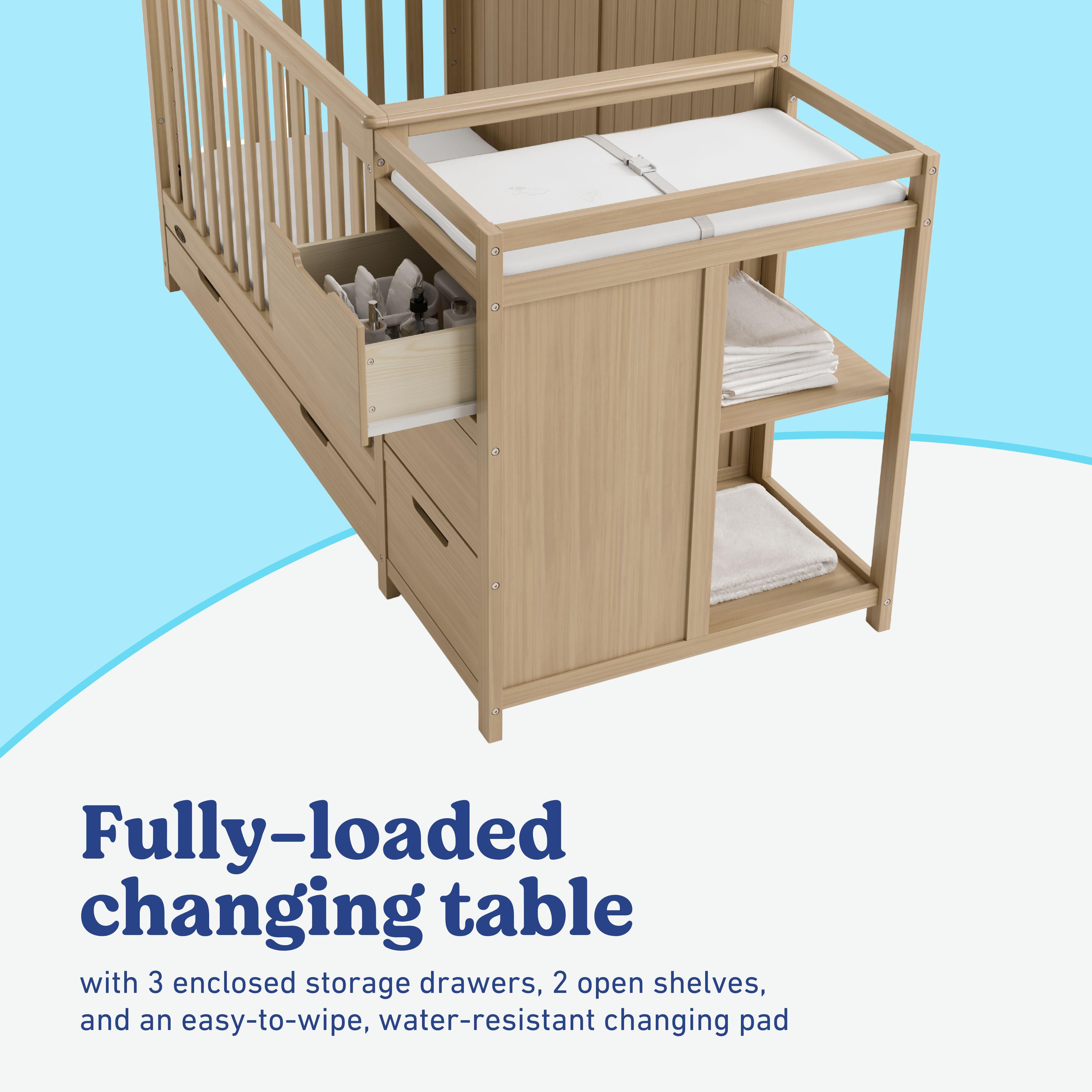 Graco Hadley 5-in-1 Convertible Crib and Changer With Storage Drawer, Driftwood, large