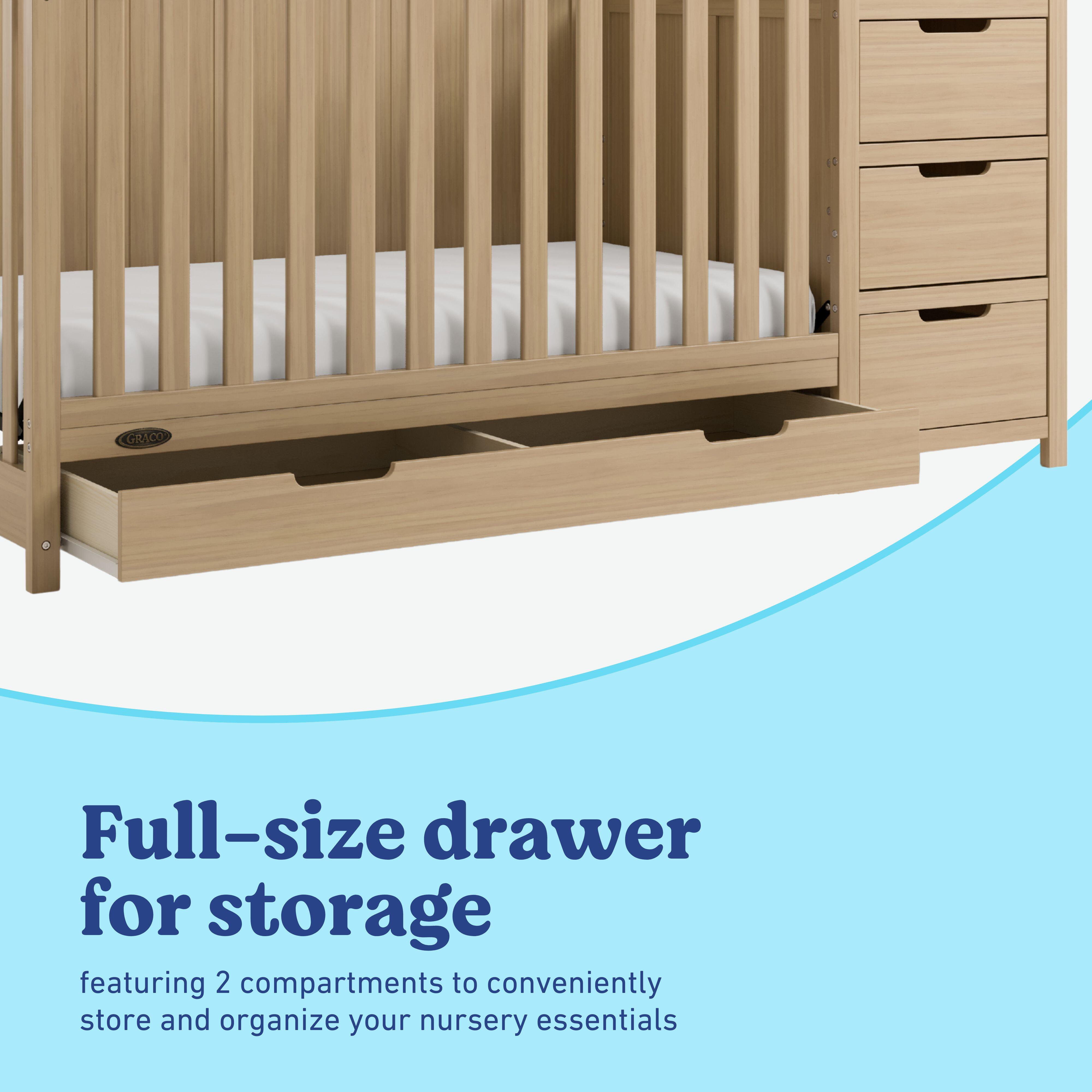 Graco Hadley 5-in-1 Convertible Crib and Changer With Storage Drawer, Driftwood, large
