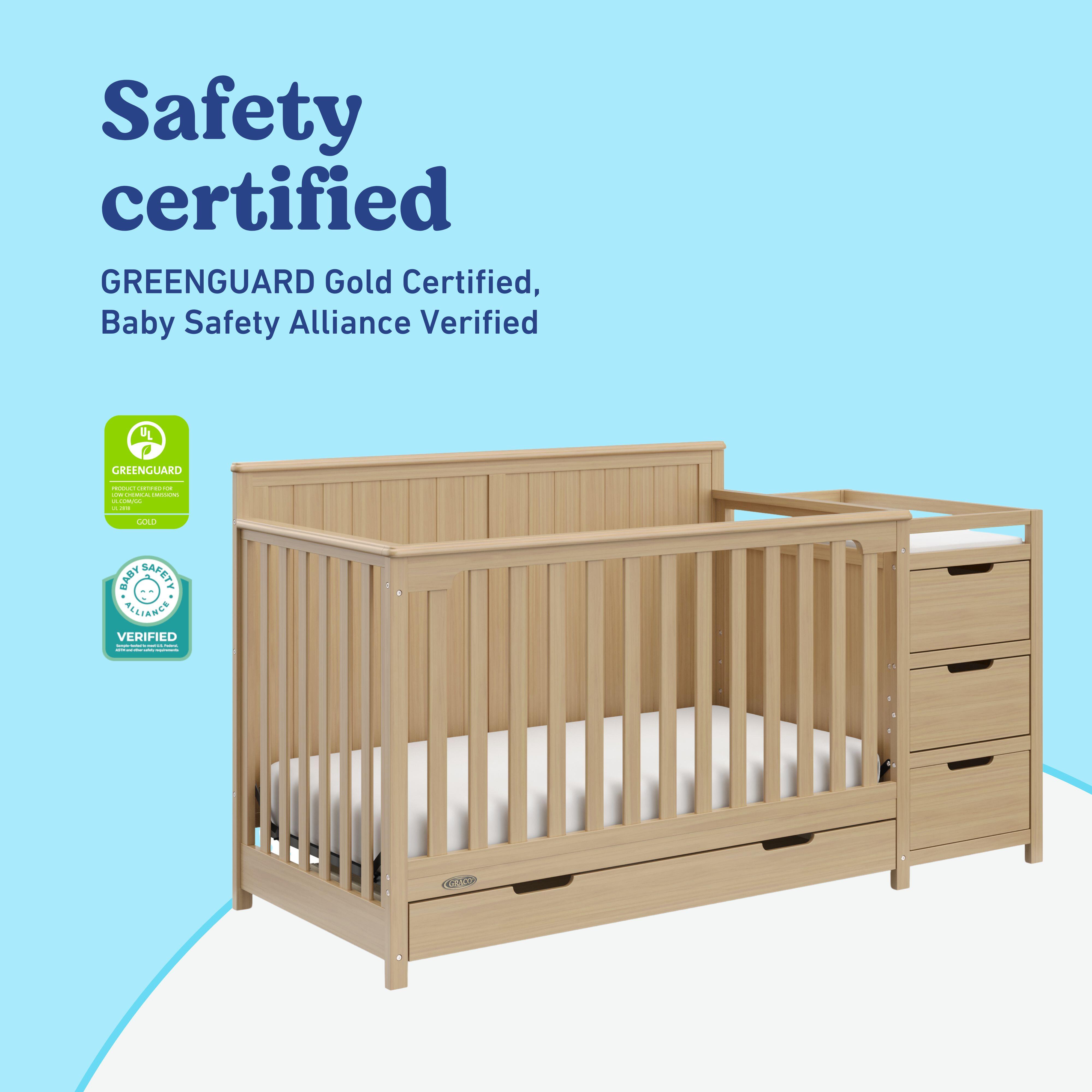 Graco Hadley 5-in-1 Convertible Crib and Changer With Storage Drawer, Driftwood, large