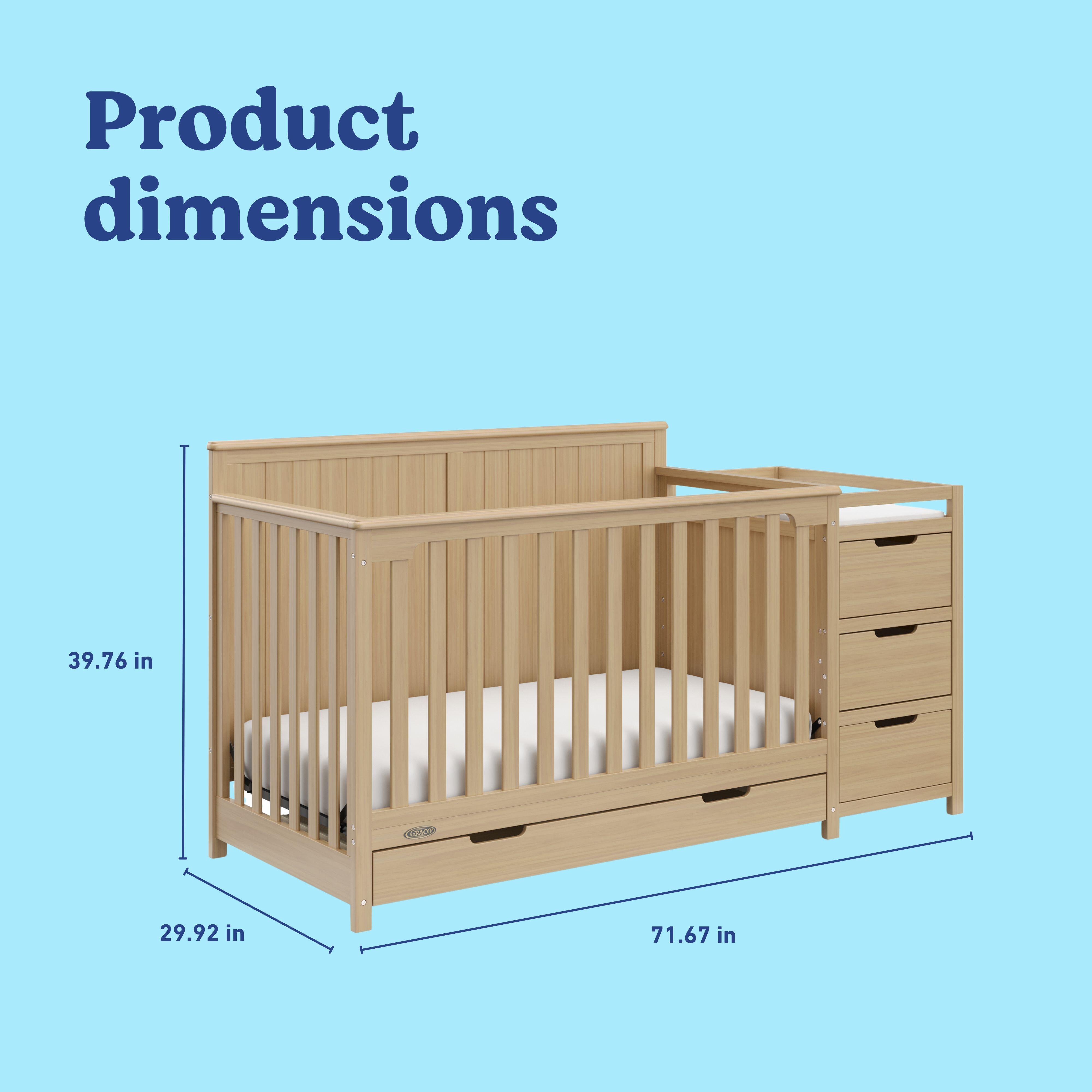 Graco Hadley 5-in-1 Convertible Crib and Changer With Storage Drawer, Driftwood, large