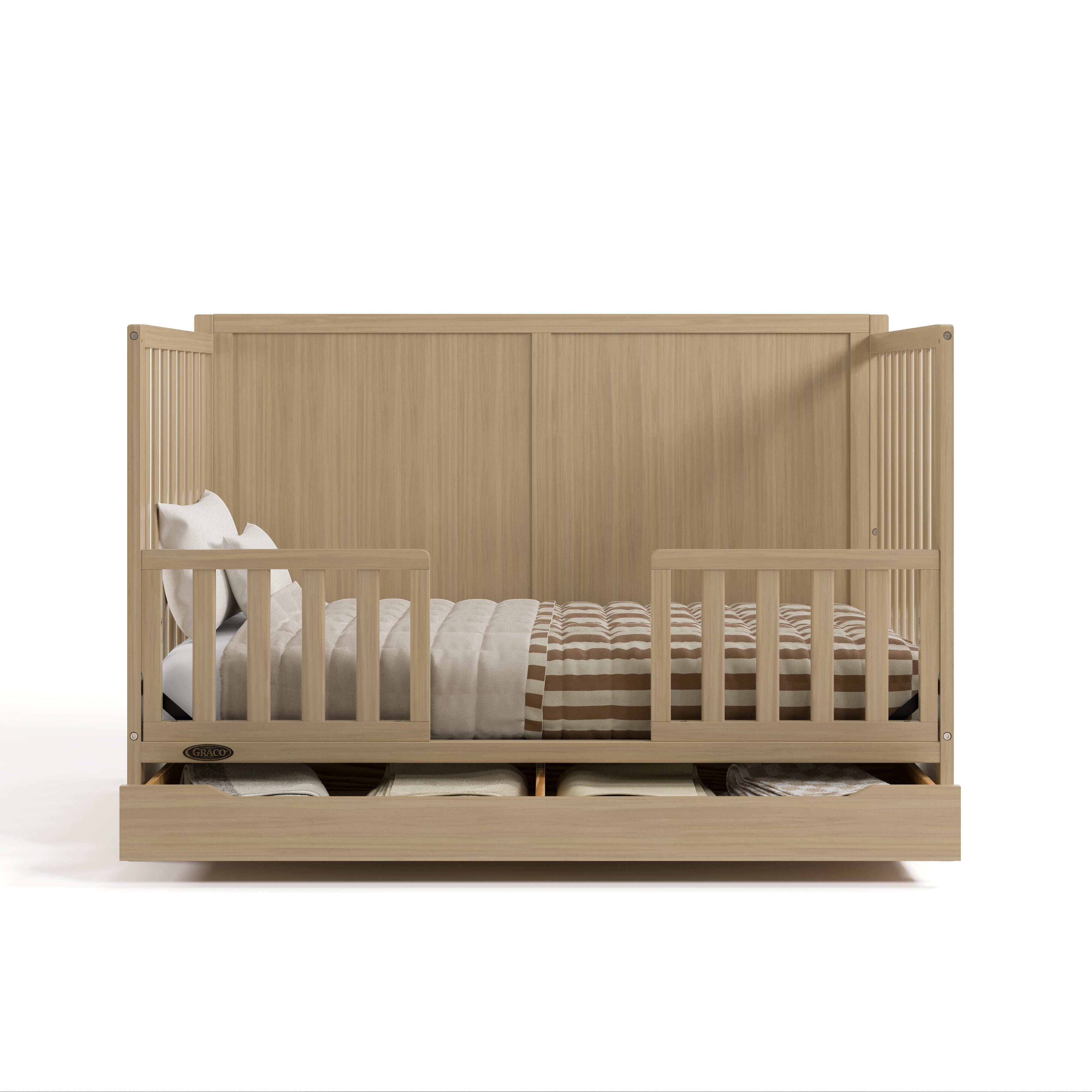 Graco Melrose 5-in-1 Convertible Crib With Storage Drawer, Driftwood, large