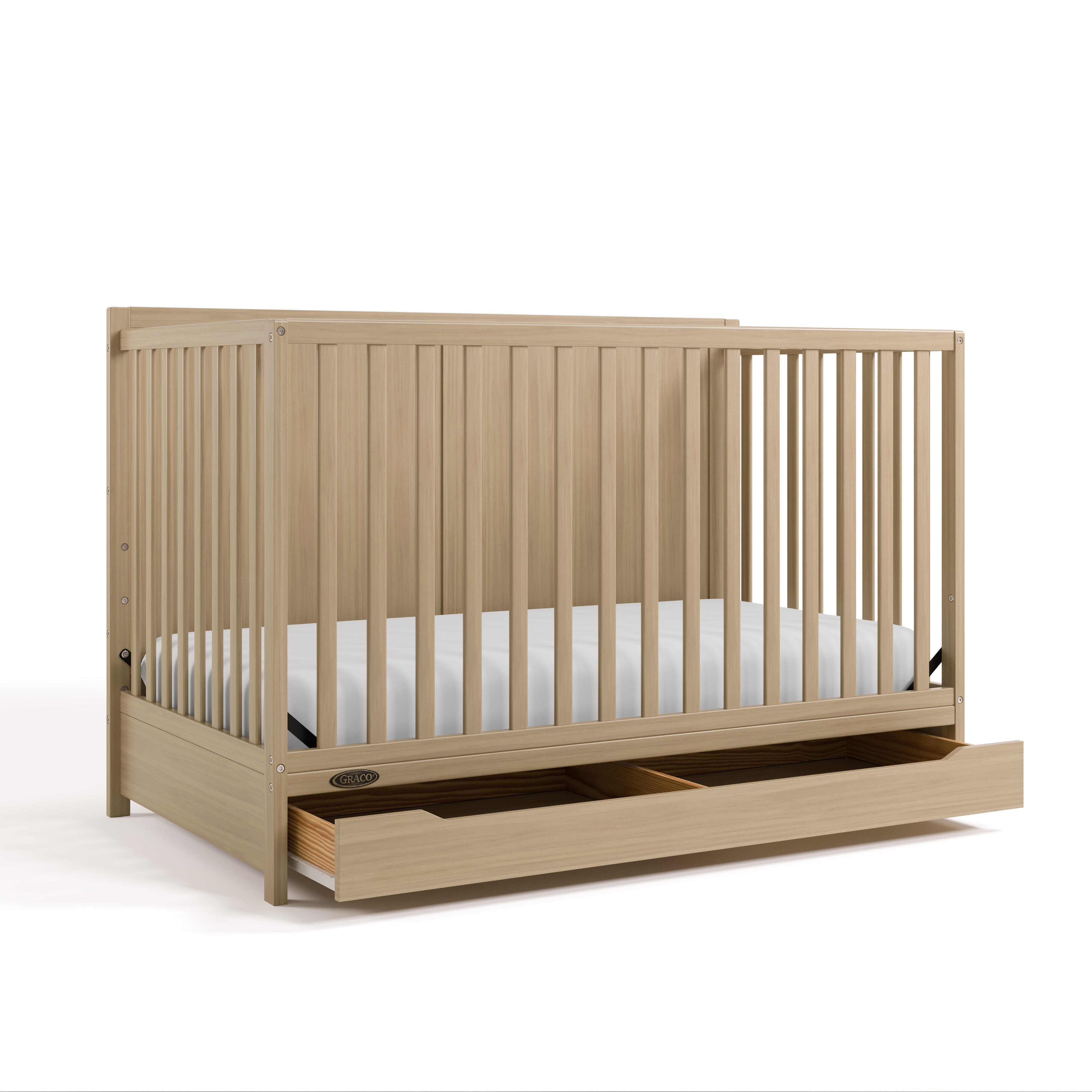 Graco Melrose 5-in-1 Convertible Crib With Storage Drawer, Driftwood, large