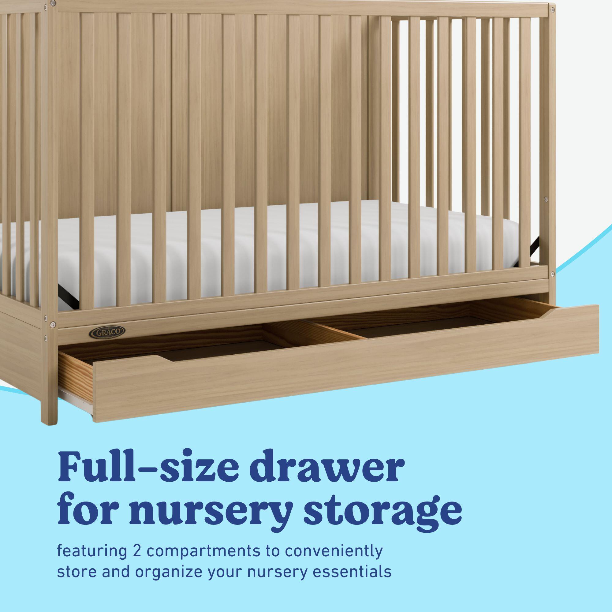 Graco Melrose 5-in-1 Convertible Crib With Storage Drawer, Driftwood, large