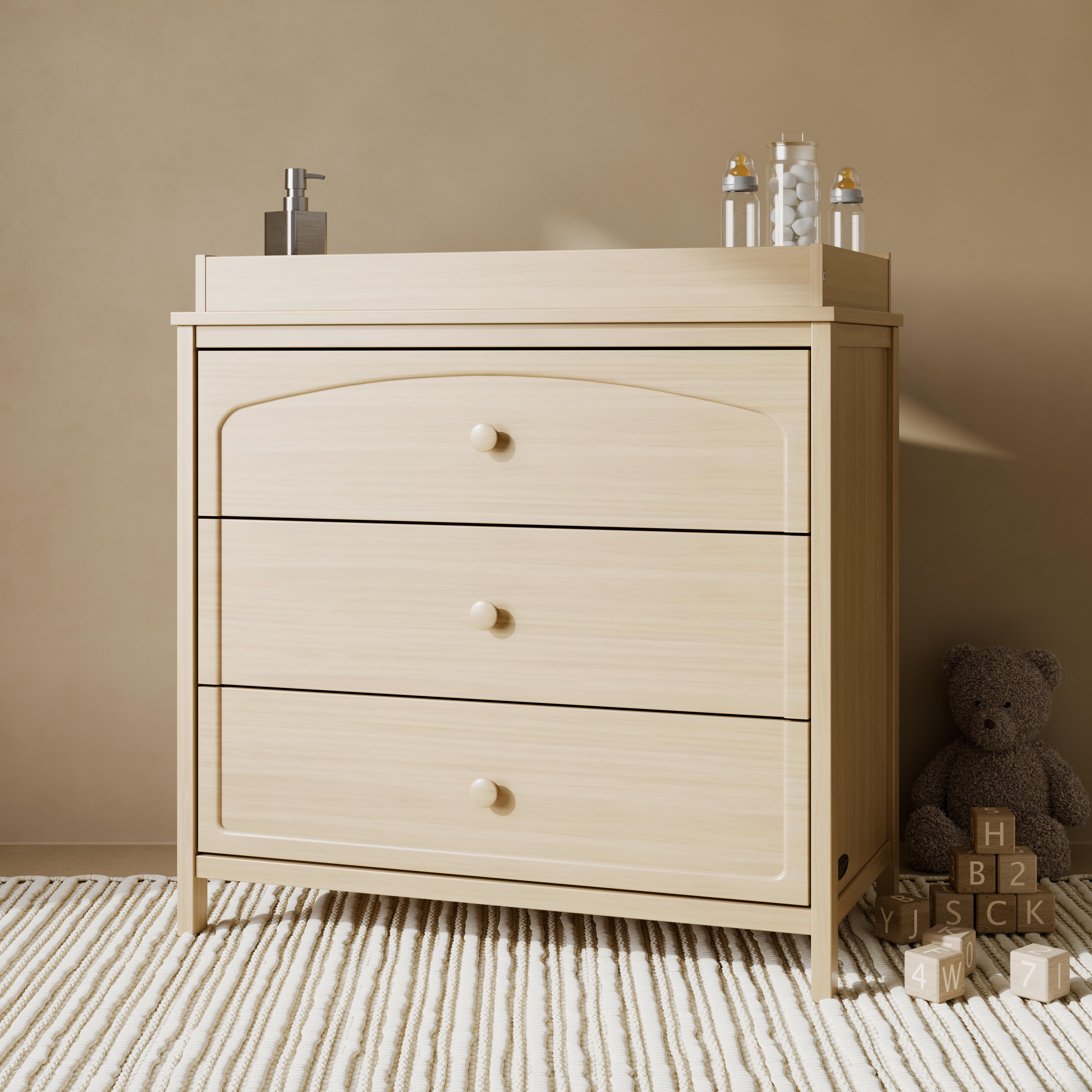 Graco Olivia 3 Drawer Chest with Changing Topper, Driftwood, rollover