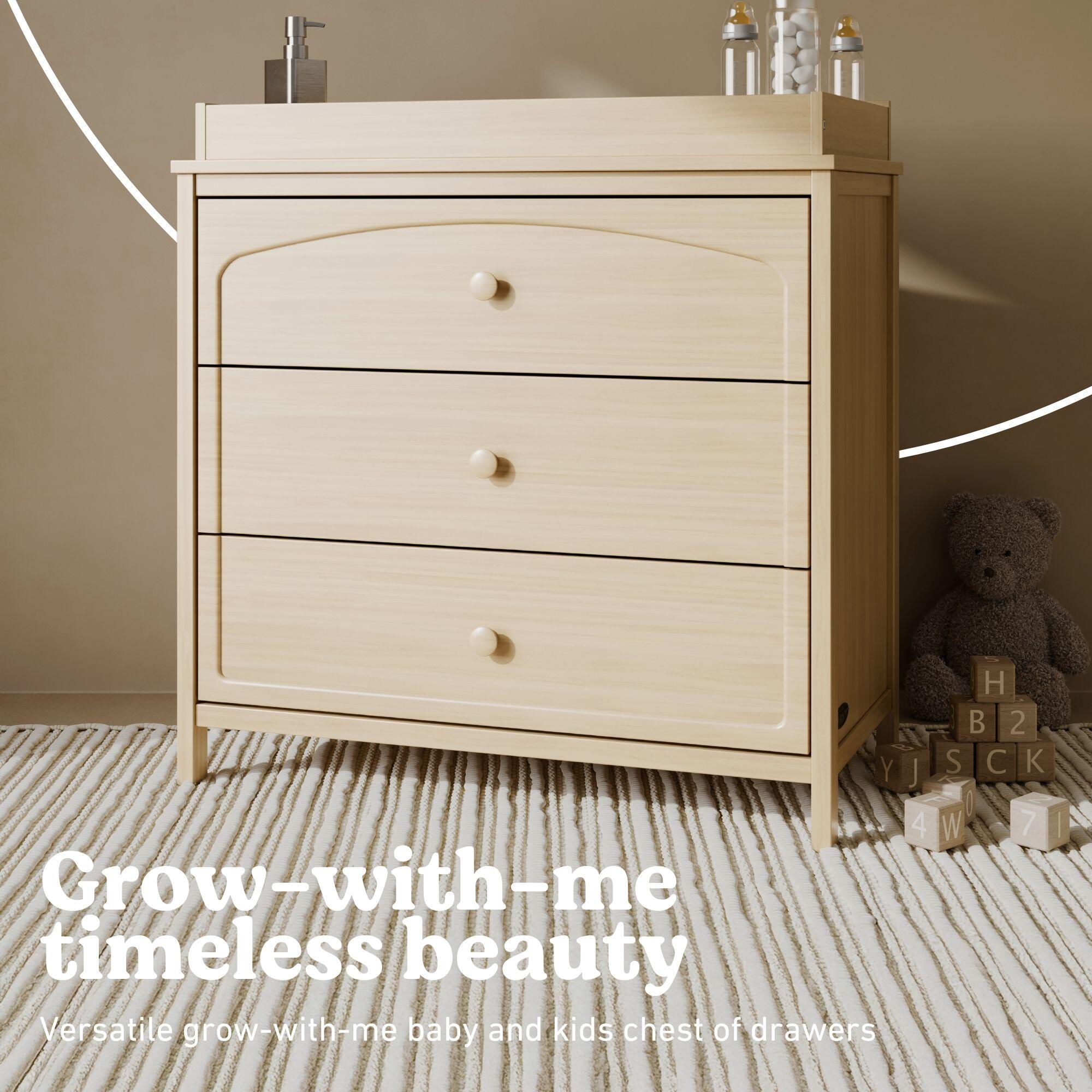 Graco Olivia 3 Drawer Chest with Changing Topper, Driftwood, large