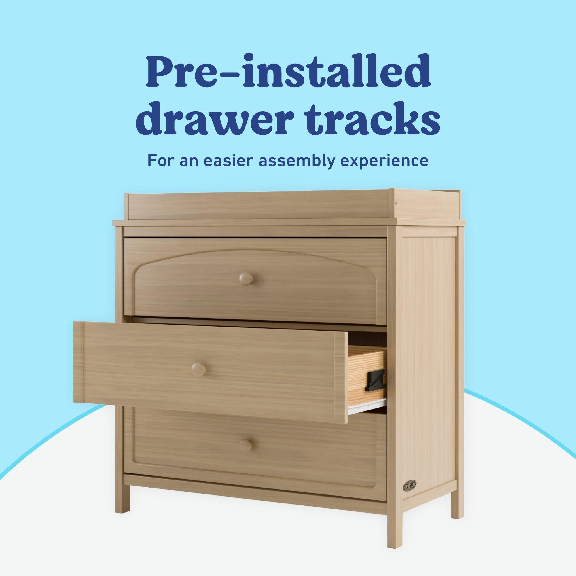 Graco Olivia 3 Drawer Chest with Changing Topper, Driftwood, large