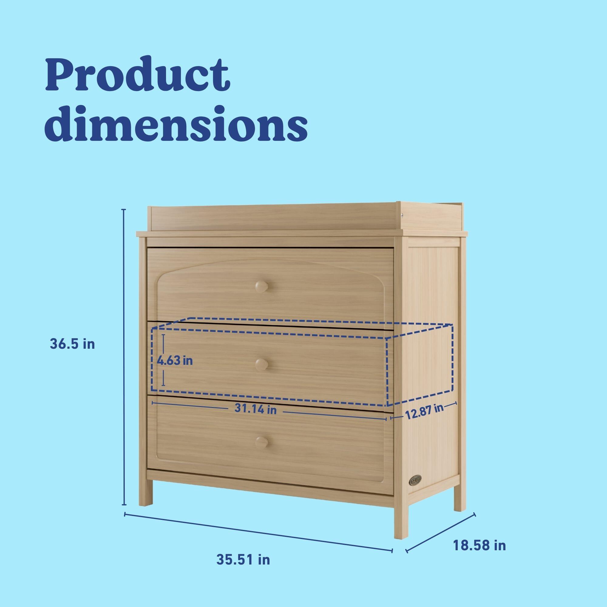 Graco Olivia 3 Drawer Chest with Changing Topper, Driftwood, large