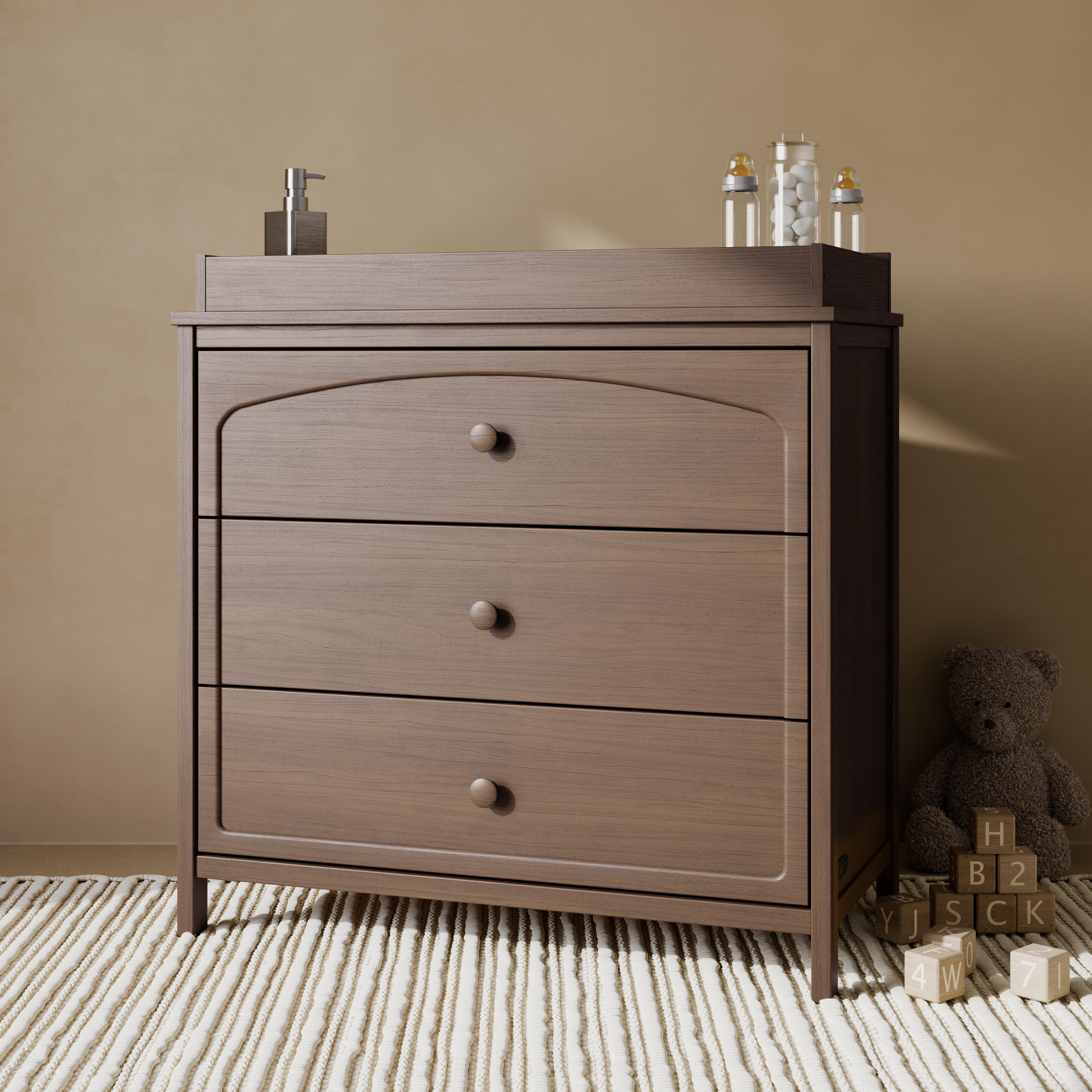 Graco Olivia 3 Drawer Chest with Changing Topper, Hazelnut, large