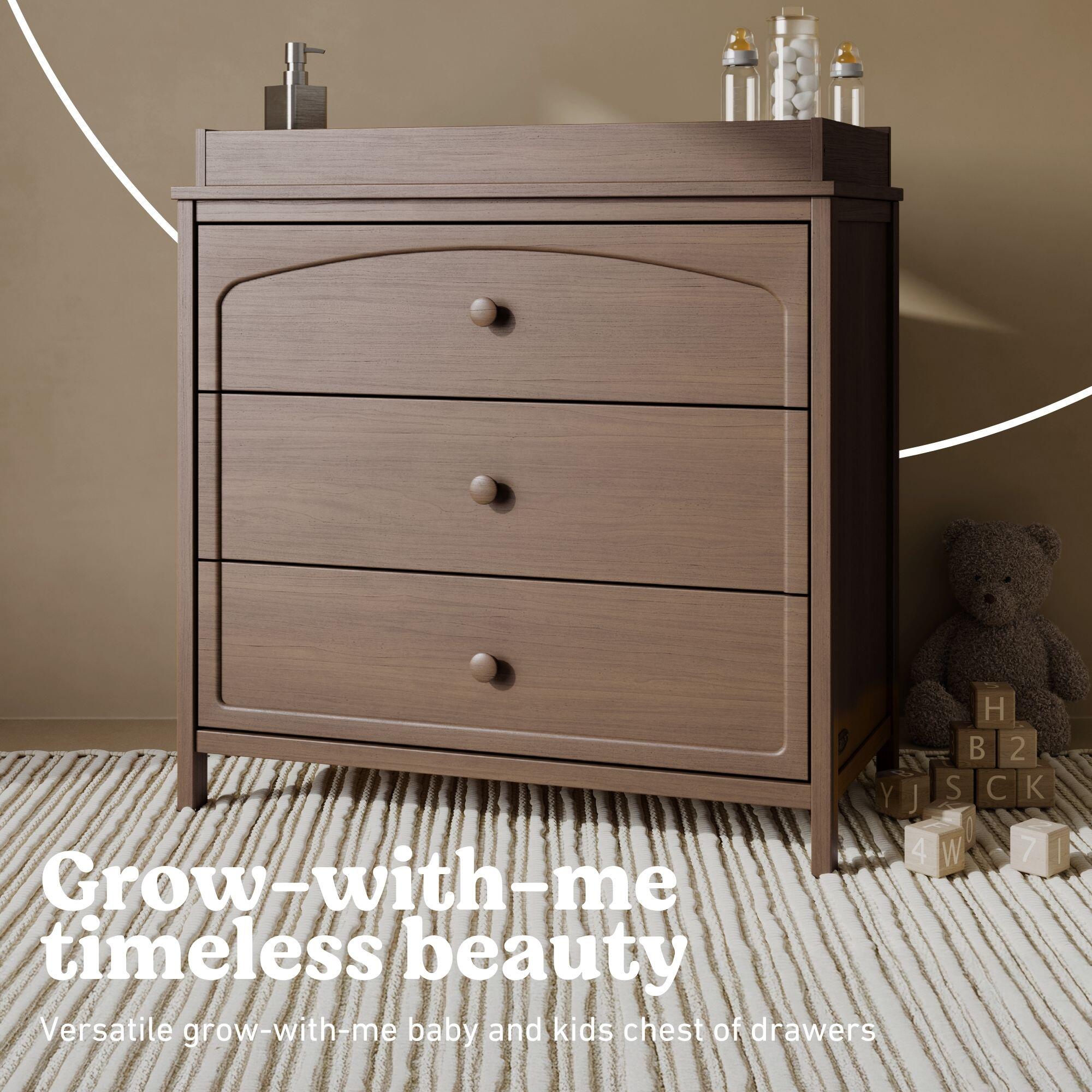 Graco Olivia 3 Drawer Chest with Changing Topper, Hazelnut, large