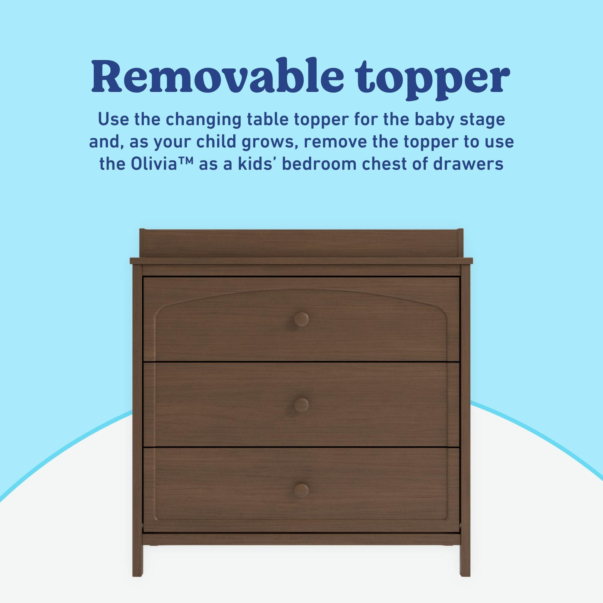 Graco Olivia 3 Drawer Chest with Changing Topper, Hazelnut, large