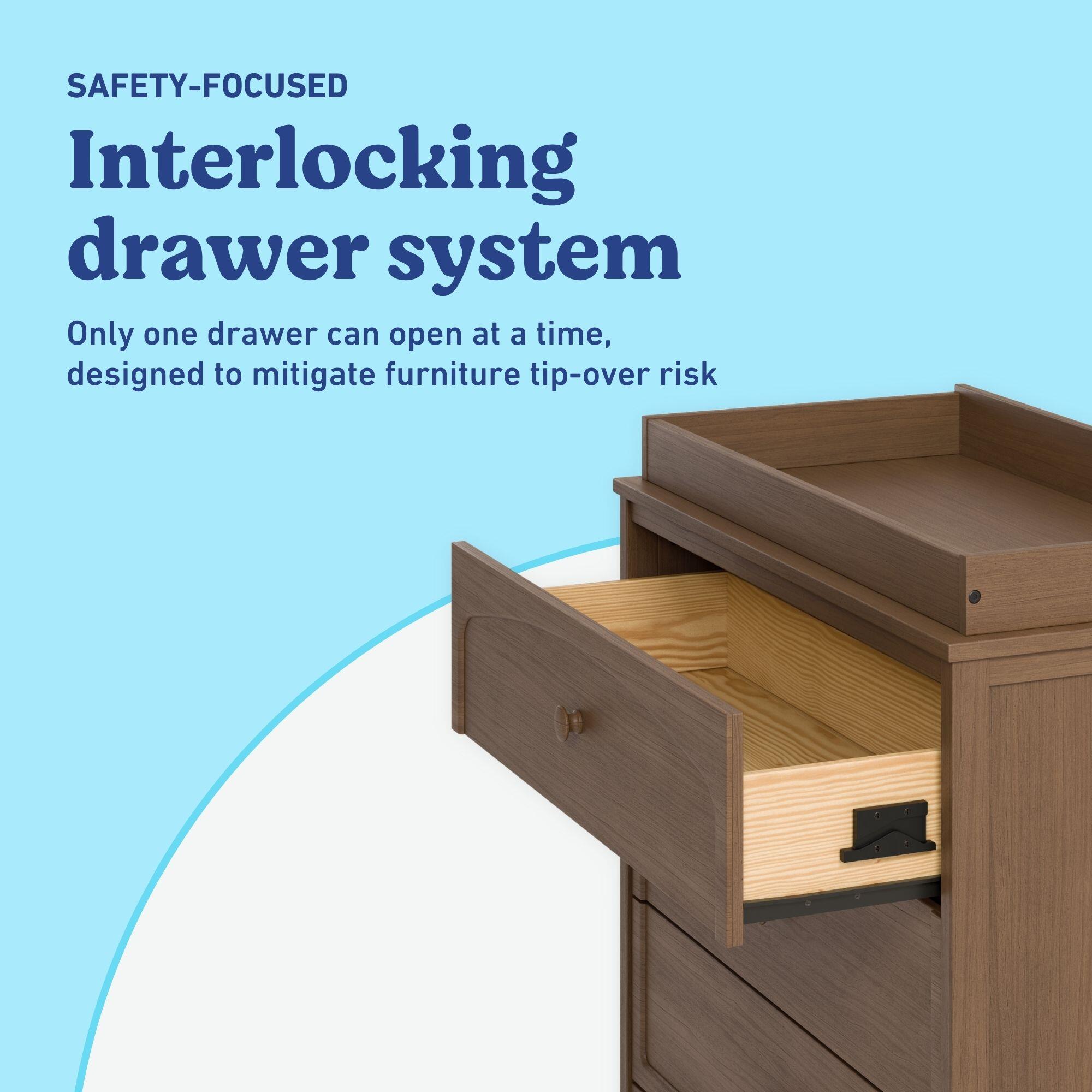 Graco Olivia 3 Drawer Chest with Changing Topper, Hazelnut, large