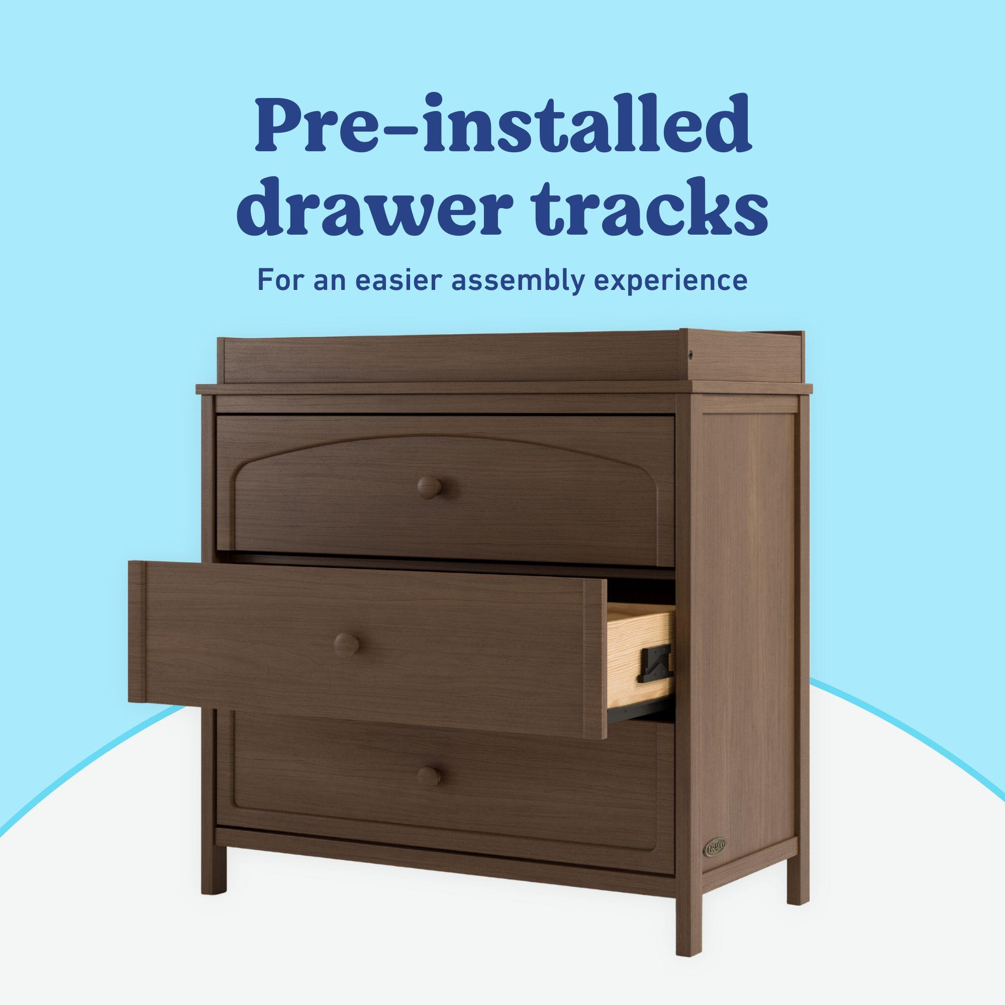 Graco Olivia 3 Drawer Chest with Changing Topper, Hazelnut, large