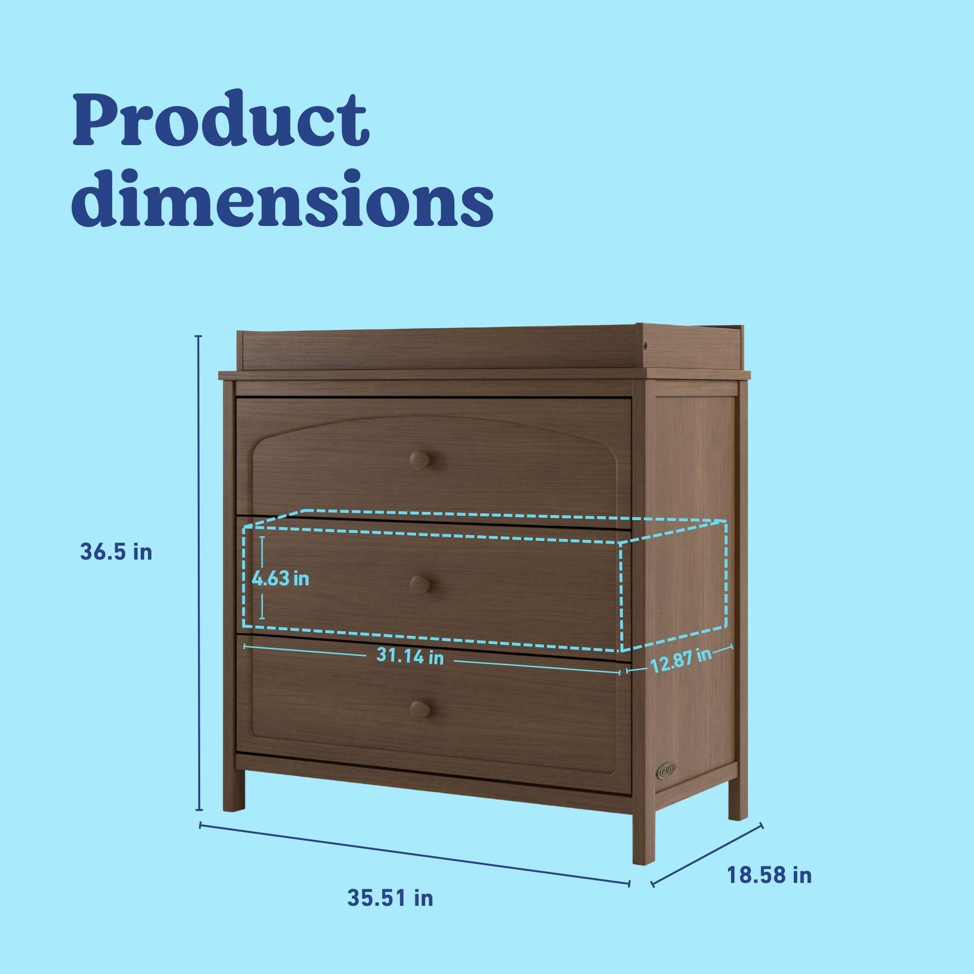 Graco Olivia 3 Drawer Chest with Changing Topper, Hazelnut, large