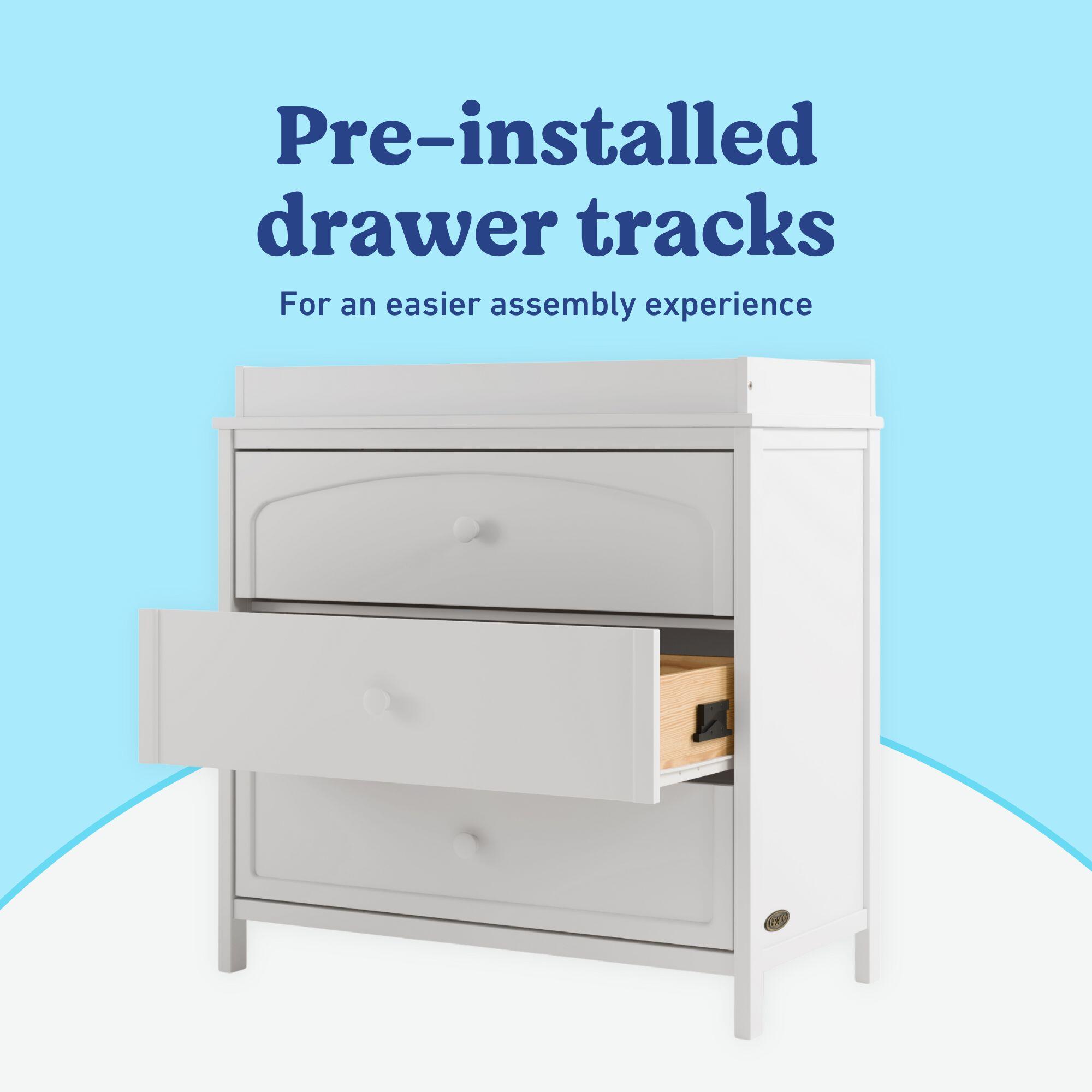 Graco Olivia 3 Drawer Chest with Changing Topper, White, large