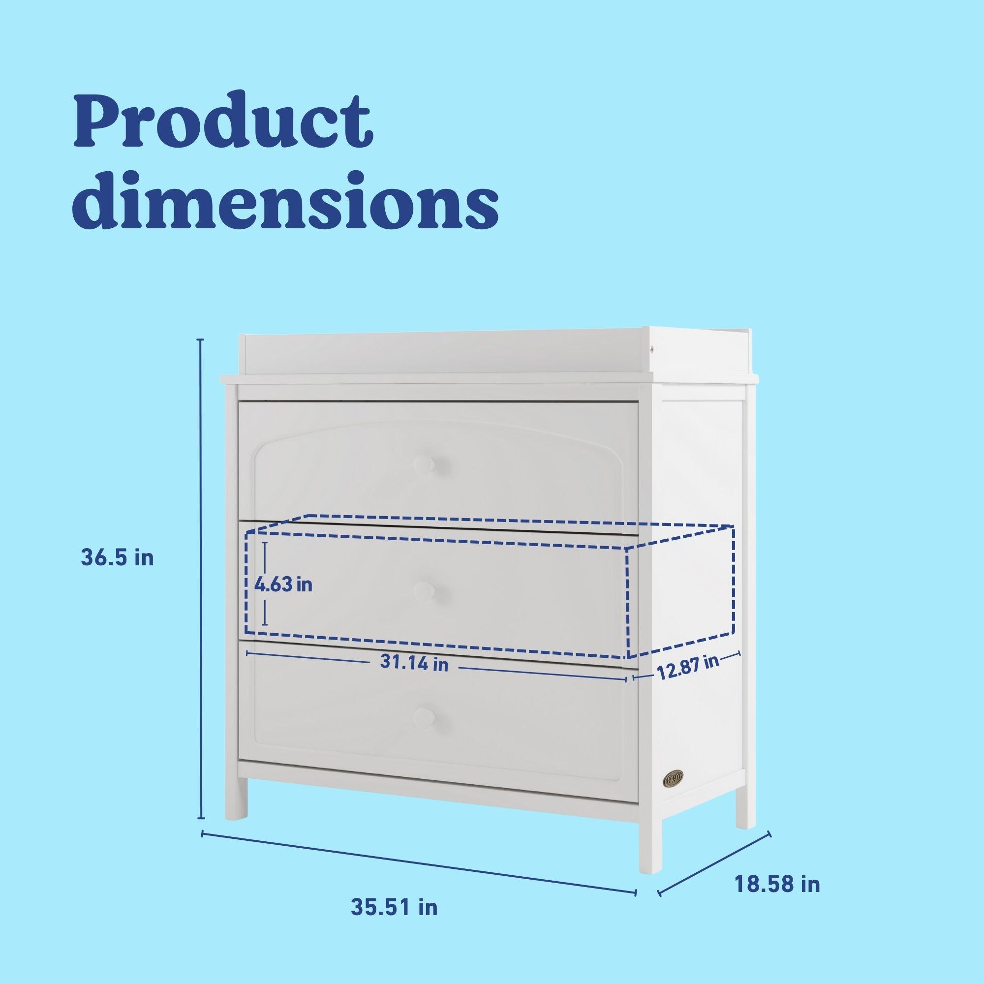 Graco Olivia 3 Drawer Chest with Changing Topper, White, large