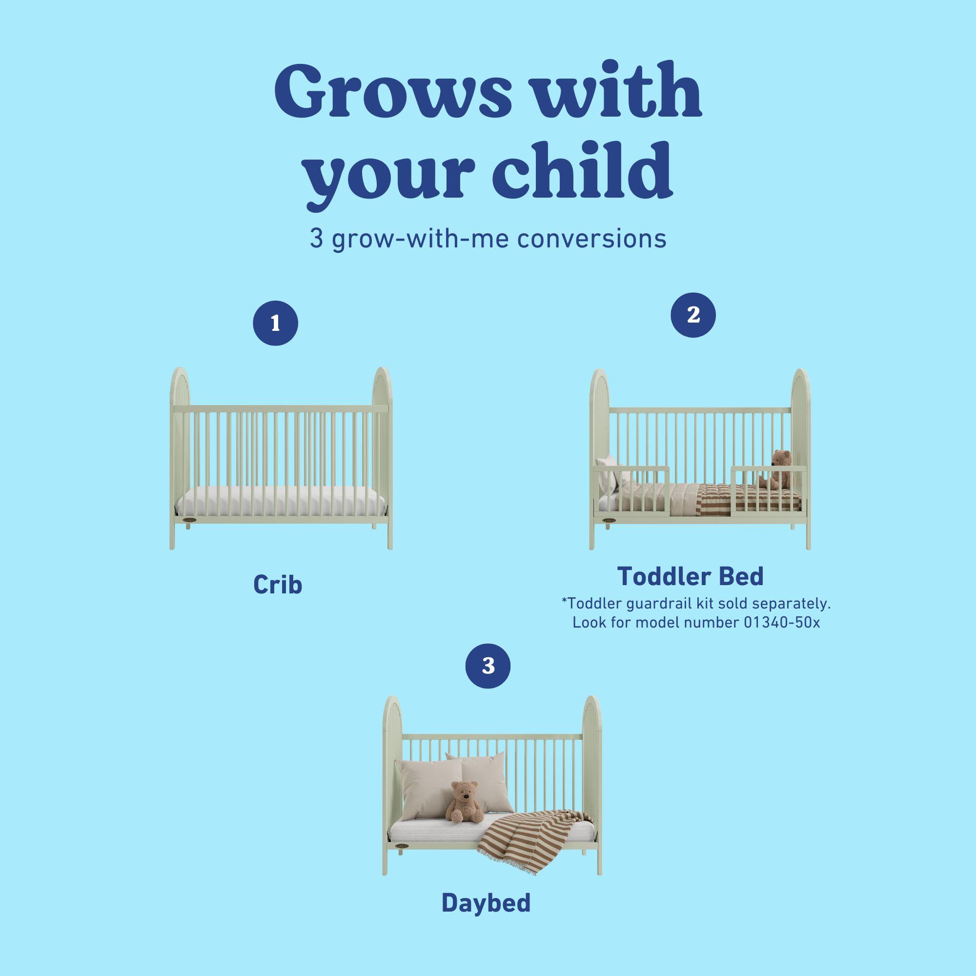 Graco Olivia 3-in-1 Convertible Crib, Sage, large