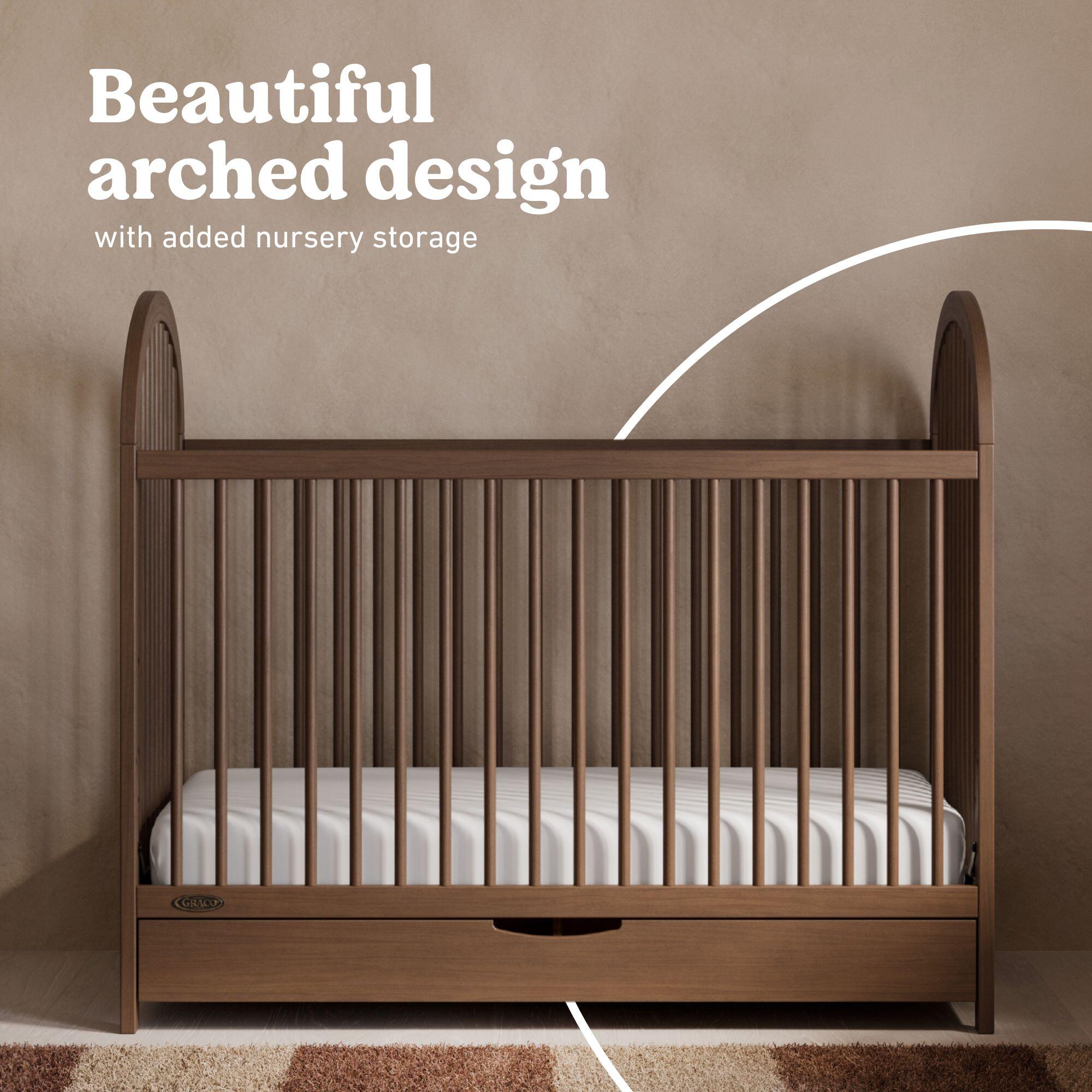 Graco Olivia 3-in-1 Convertible Crib With Storage Drawer, Hazelnut, large