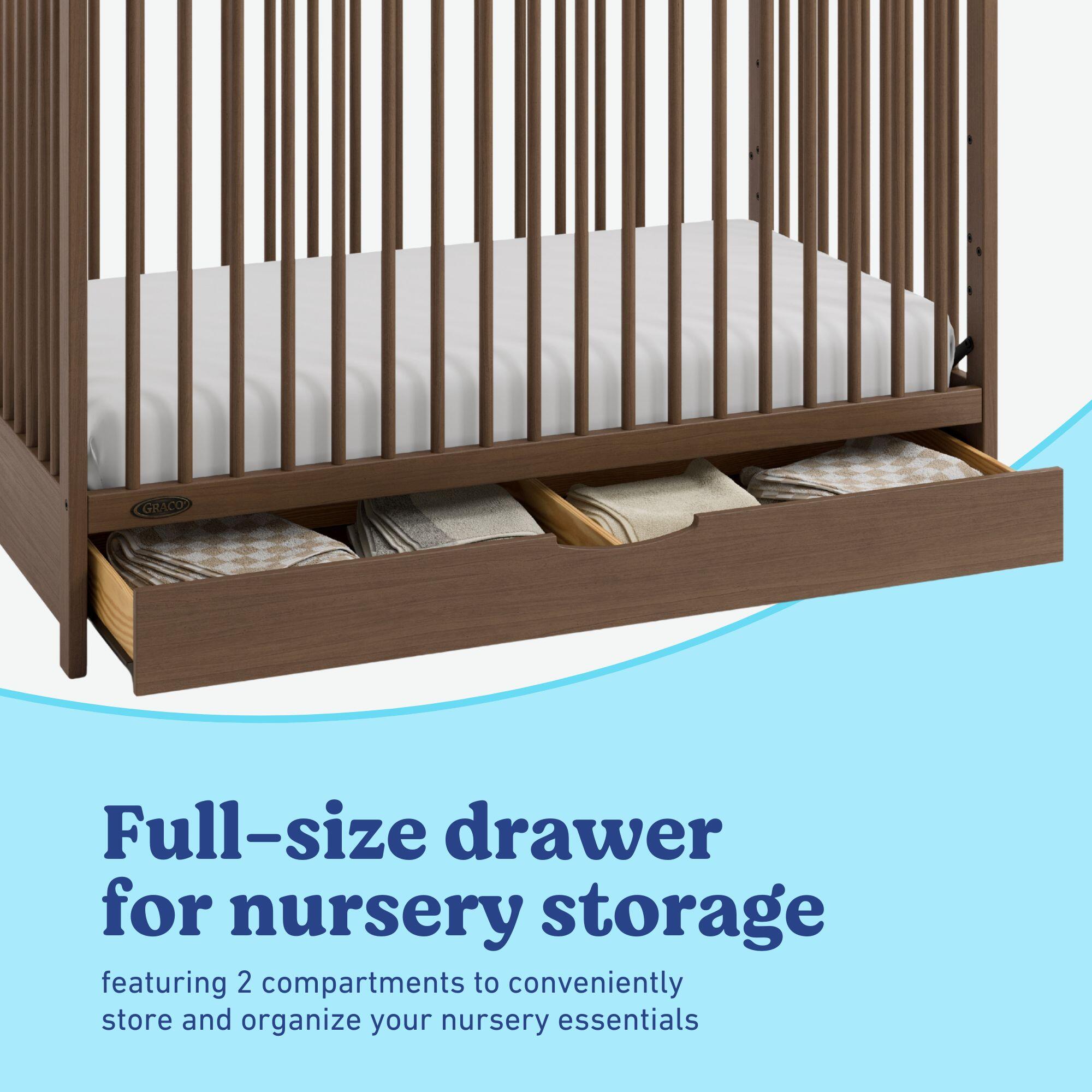 Graco Olivia 3-in-1 Convertible Crib With Storage Drawer, Hazelnut, large