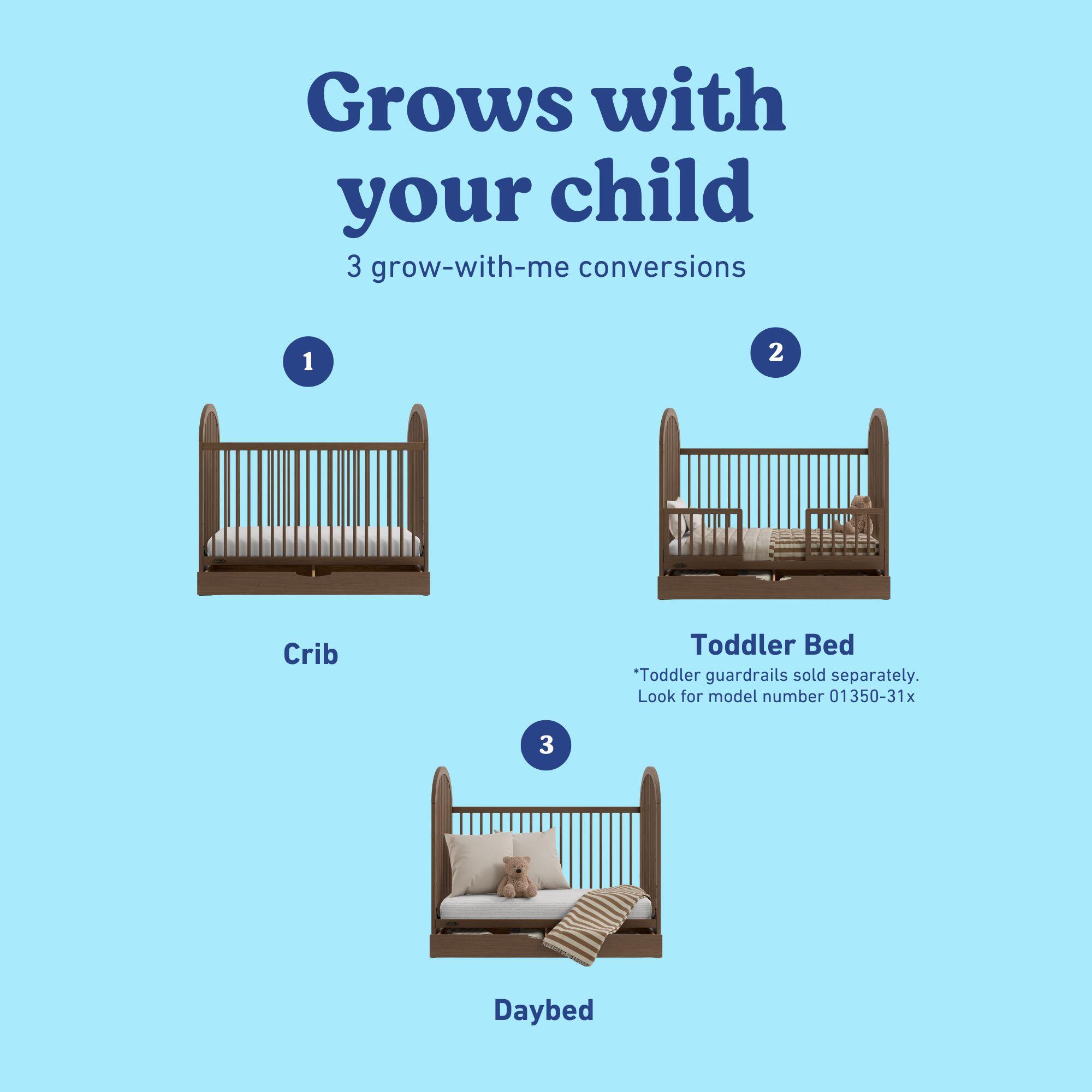 Graco Olivia 3-in-1 Convertible Crib With Storage Drawer, Hazelnut, large