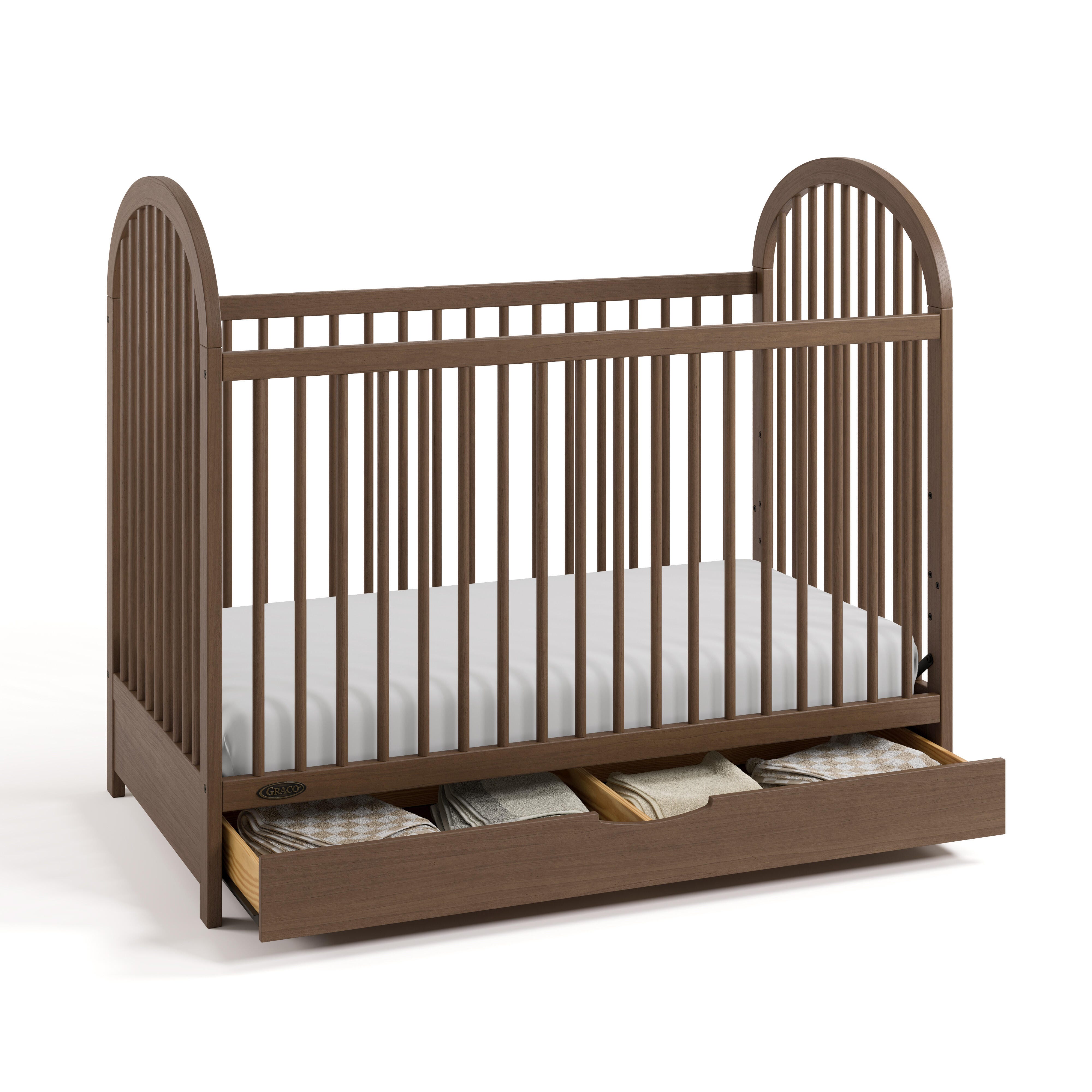 Graco Olivia 3-in-1 Convertible Crib With Storage Drawer, Hazelnut, large