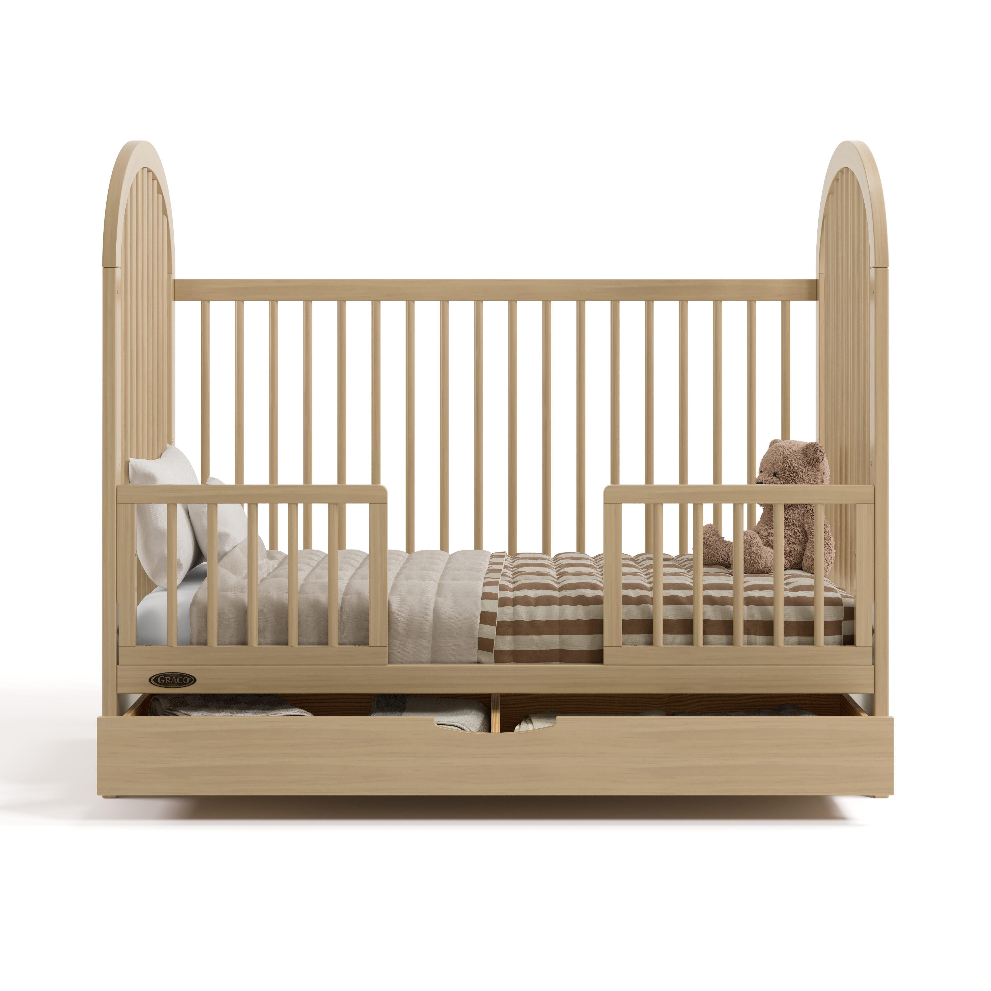 Graco Olivia 3-in-1 Convertible Crib With Storage Drawer, Driftwood, large