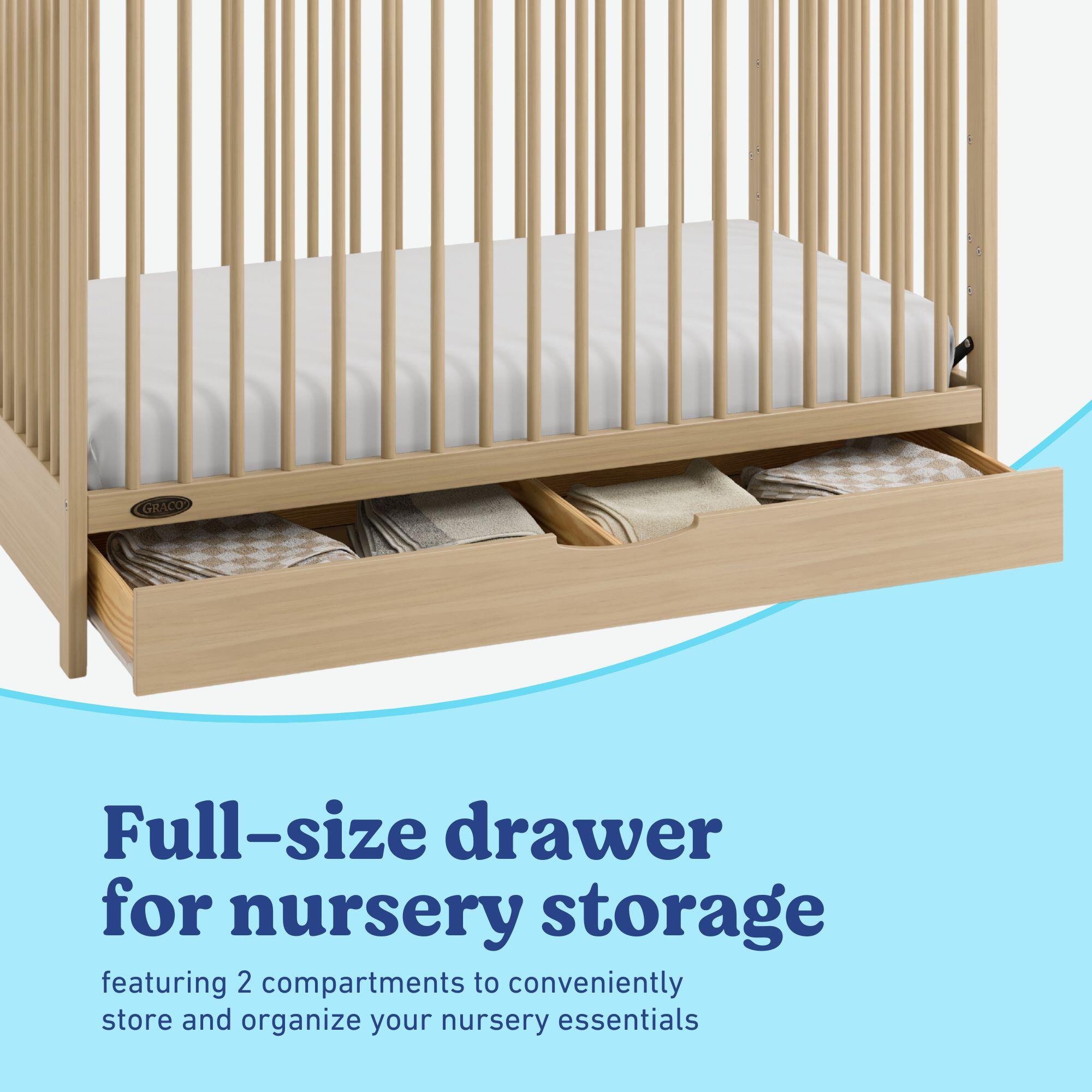 Graco Olivia 3-in-1 Convertible Crib With Storage Drawer, Driftwood, large