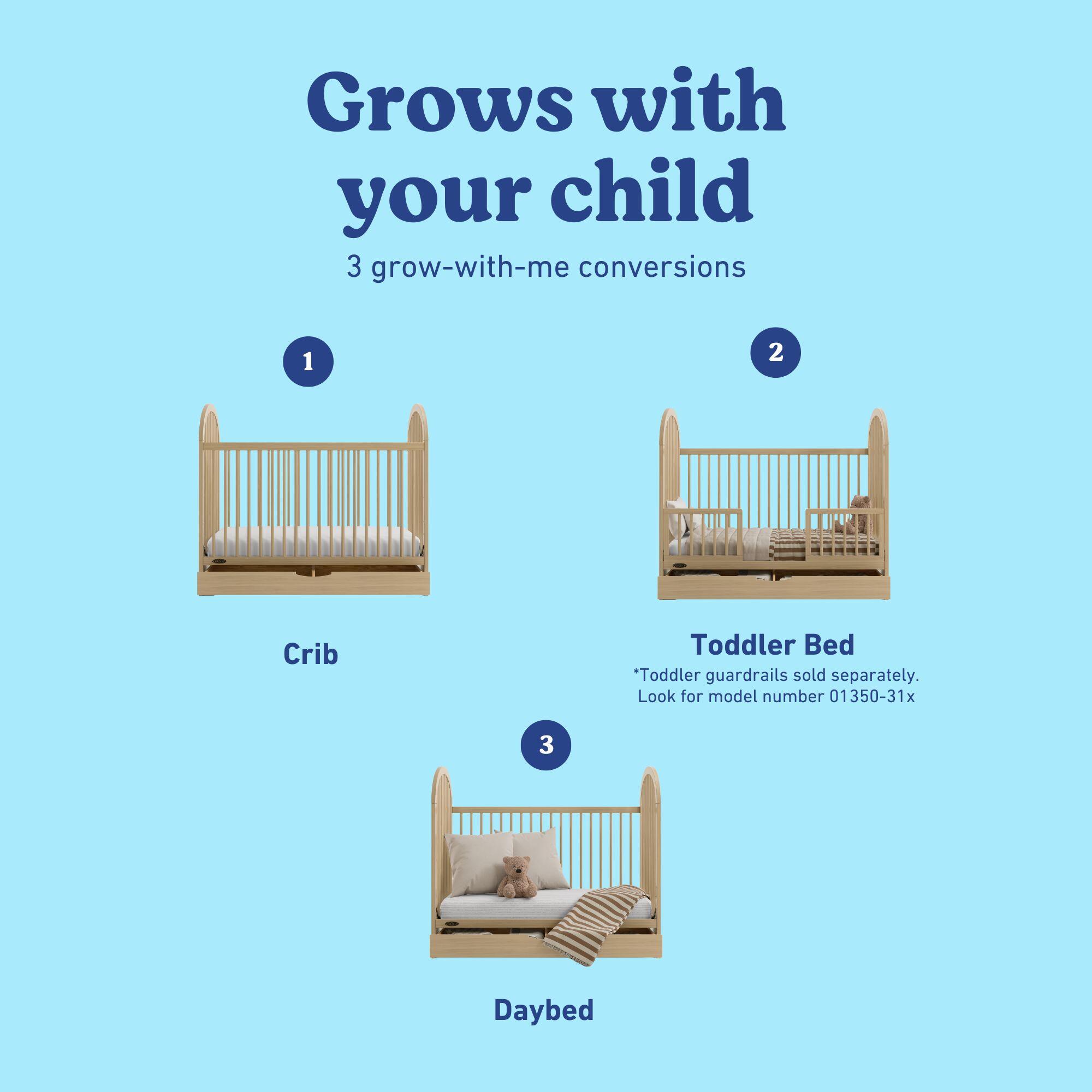Graco Olivia 3-in-1 Convertible Crib With Storage Drawer, Driftwood, large