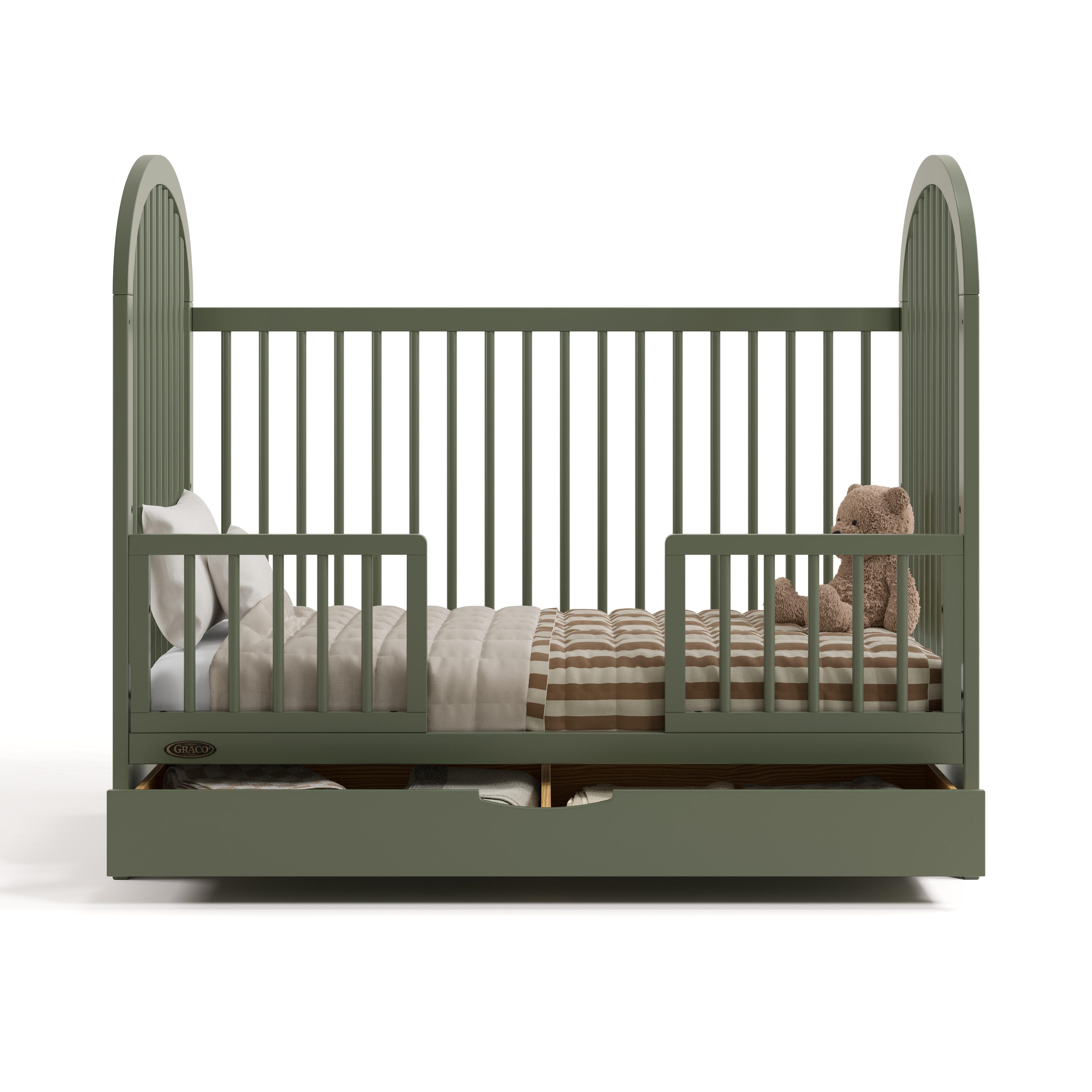 Graco Olivia 3-in-1 Convertible Crib With Storage Drawer, Olive, large
