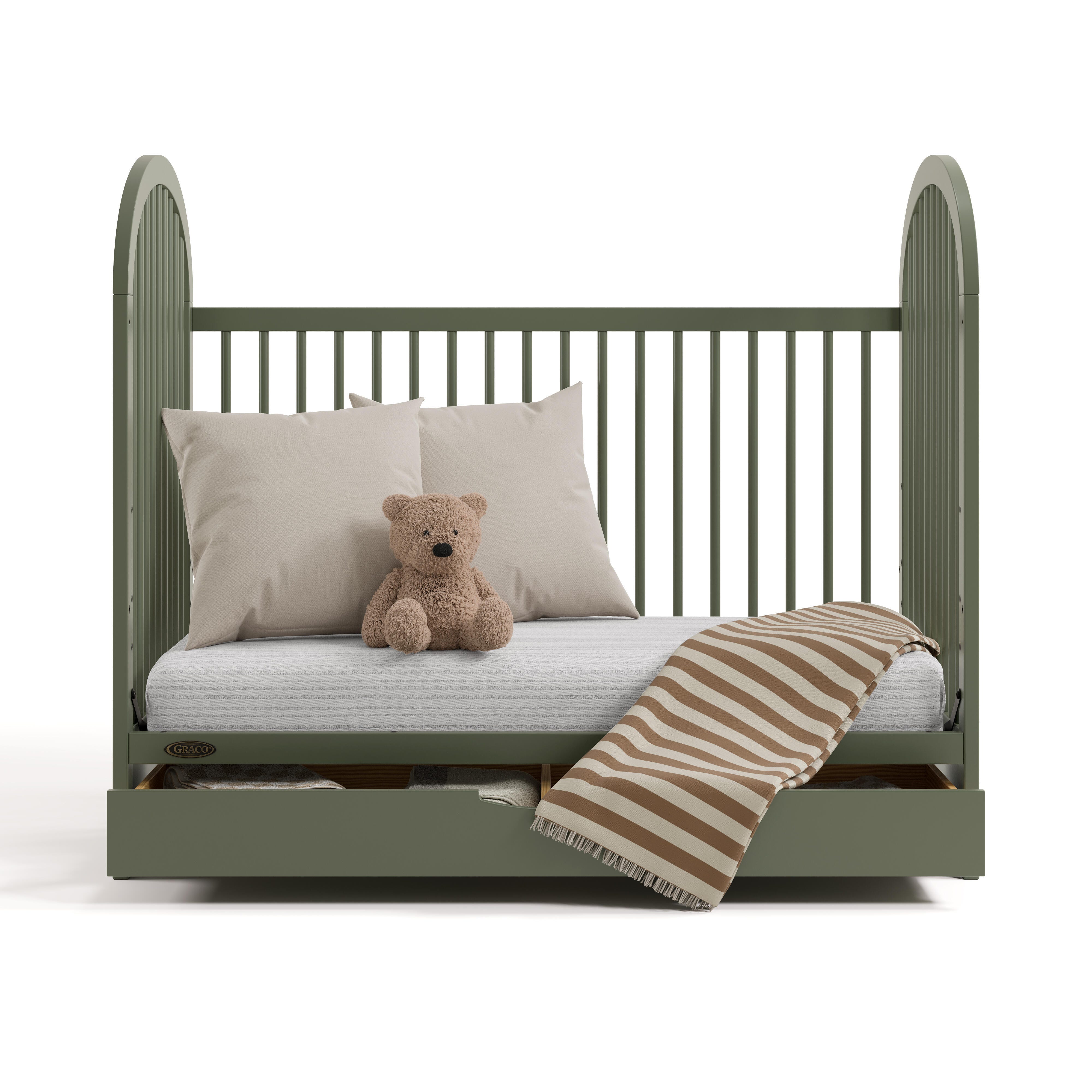 Graco Olivia 3-in-1 Convertible Crib With Storage Drawer, Olive, large