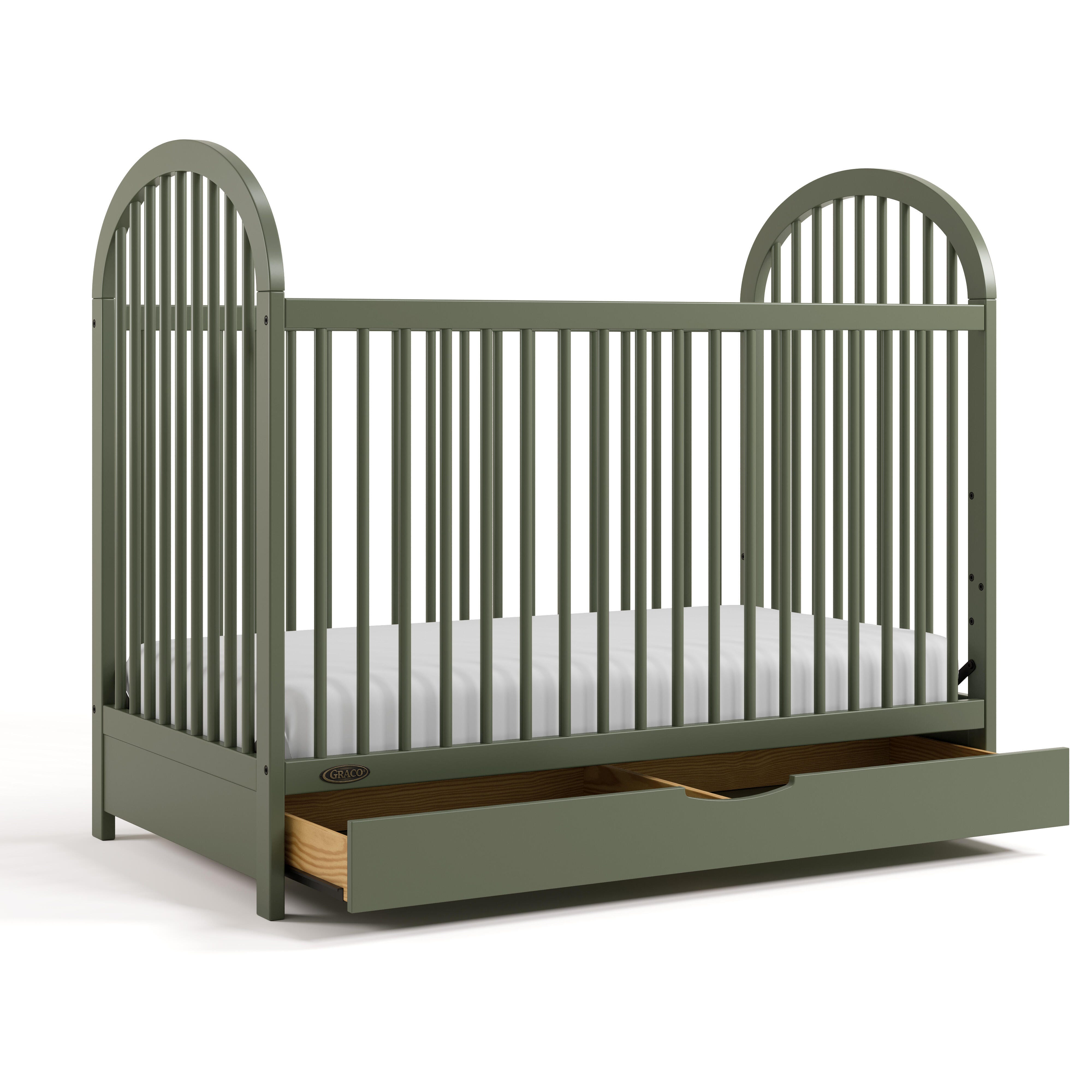 Graco Olivia 3-in-1 Convertible Crib With Storage Drawer, Olive, large