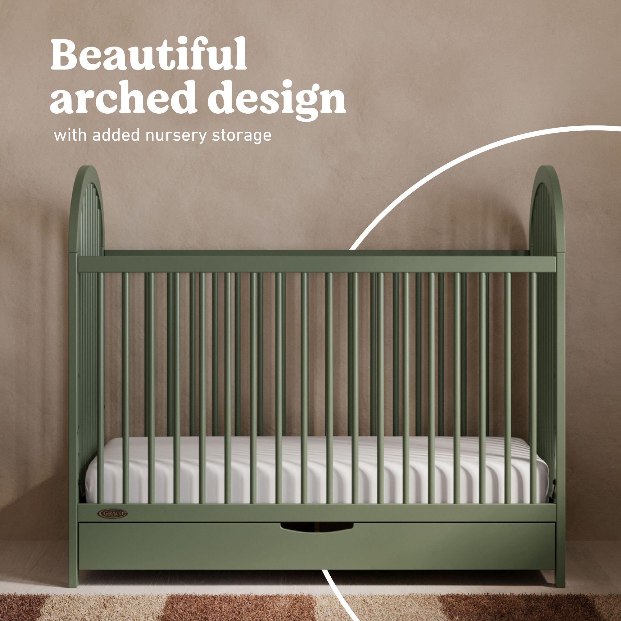 Graco Olivia 3-in-1 Convertible Crib With Storage Drawer, Olive, large