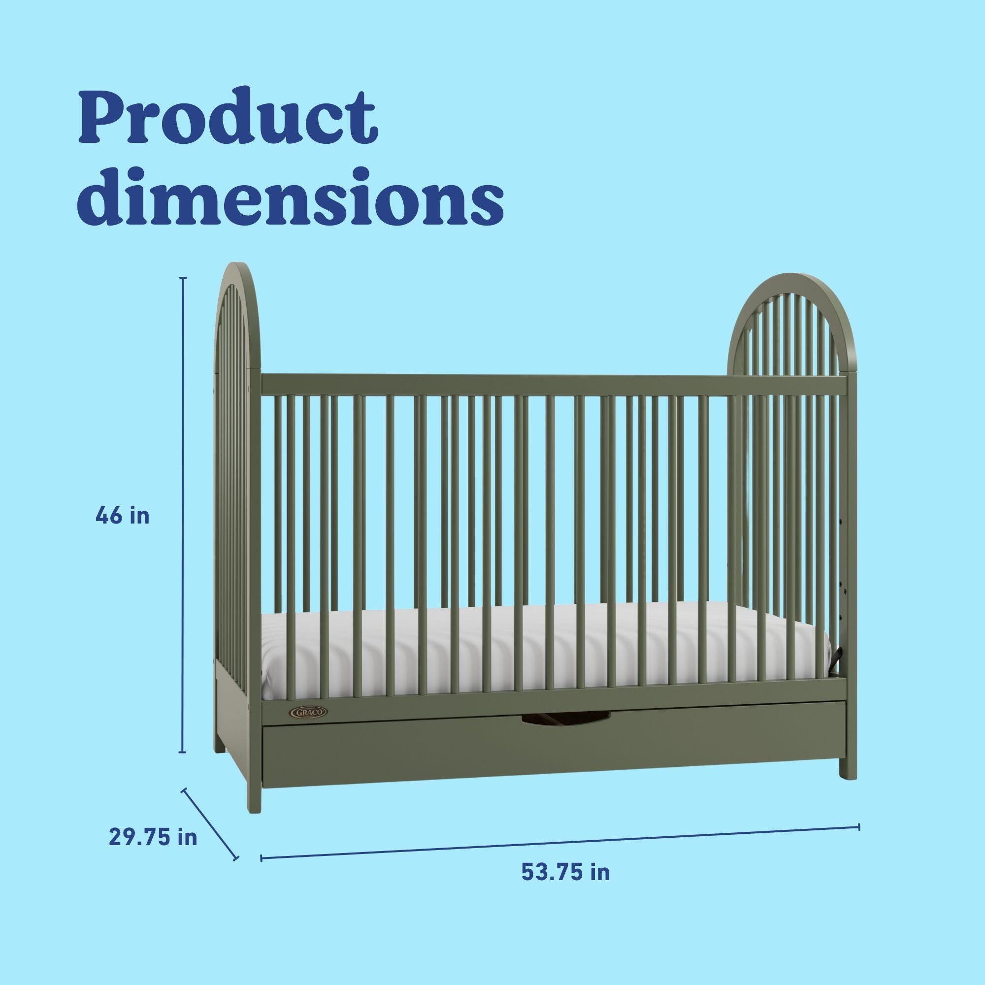 Graco Olivia 3-in-1 Convertible Crib With Storage Drawer, Olive, large