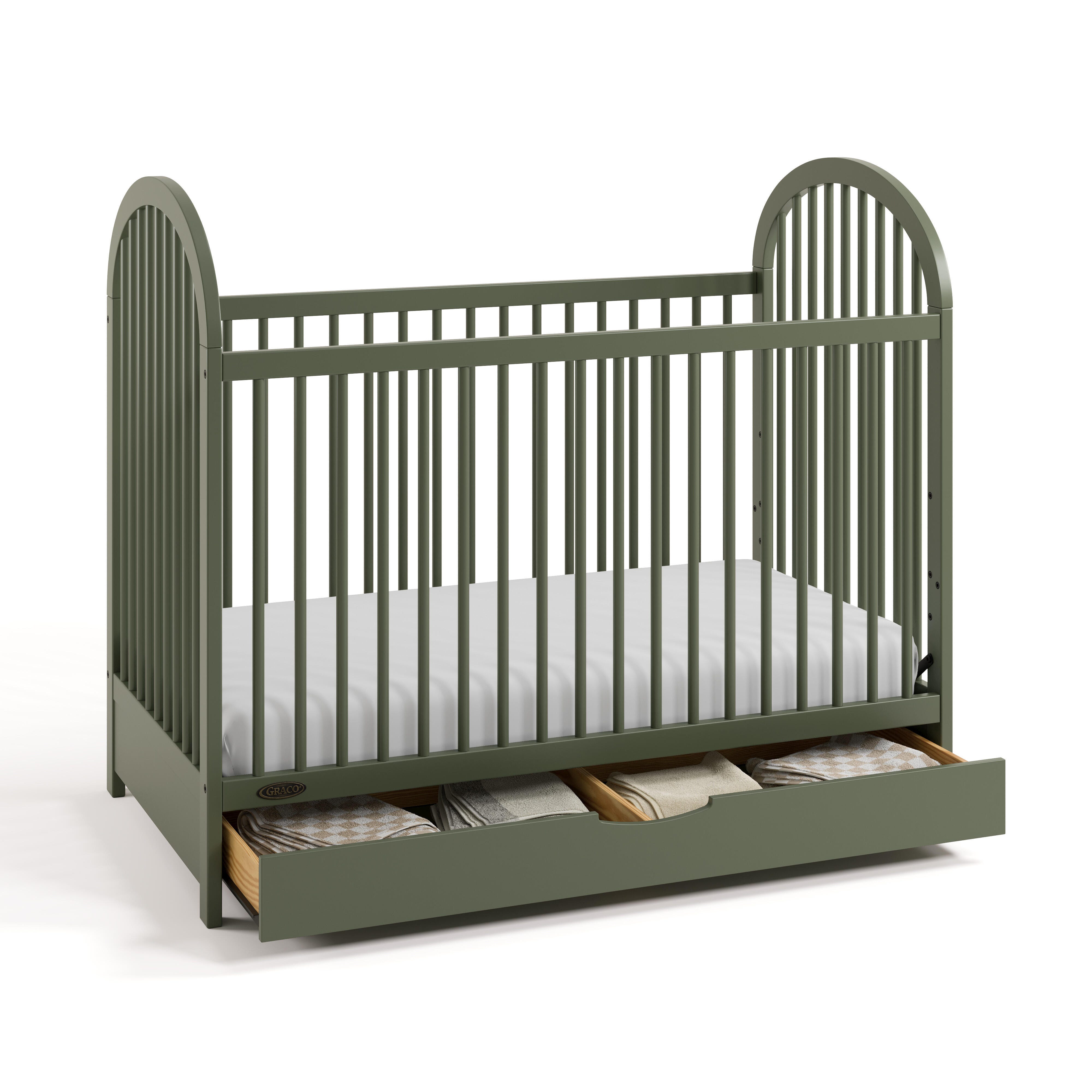 Graco Olivia 3-in-1 Convertible Crib With Storage Drawer, Olive, large