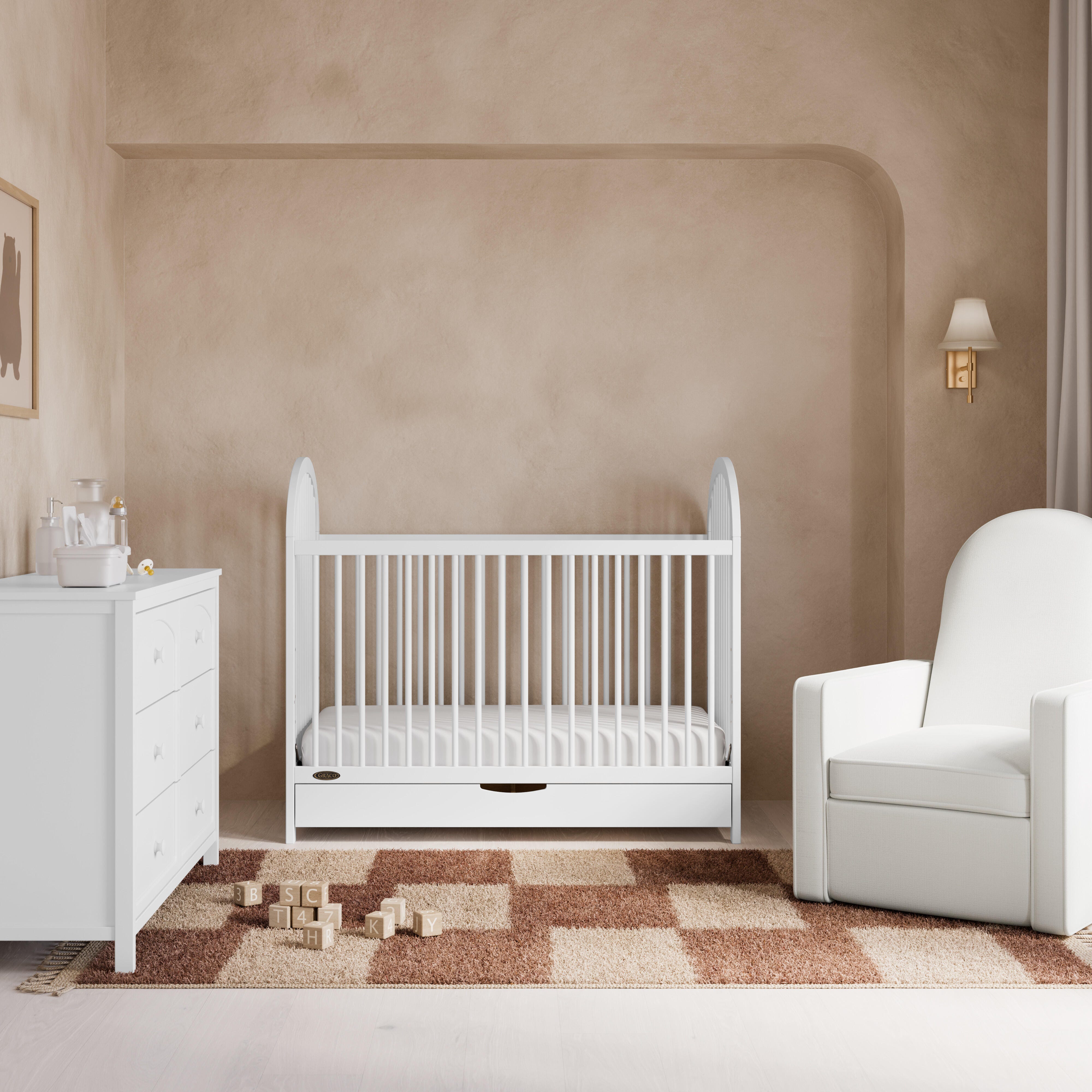 Graco Olivia 3-in-1 Convertible Crib With Storage Drawer, White, rollover