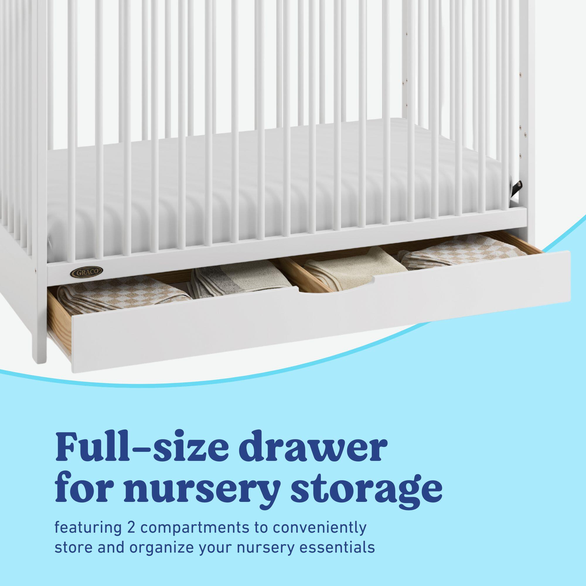 Graco Olivia 3-in-1 Convertible Crib With Storage Drawer, White, large
