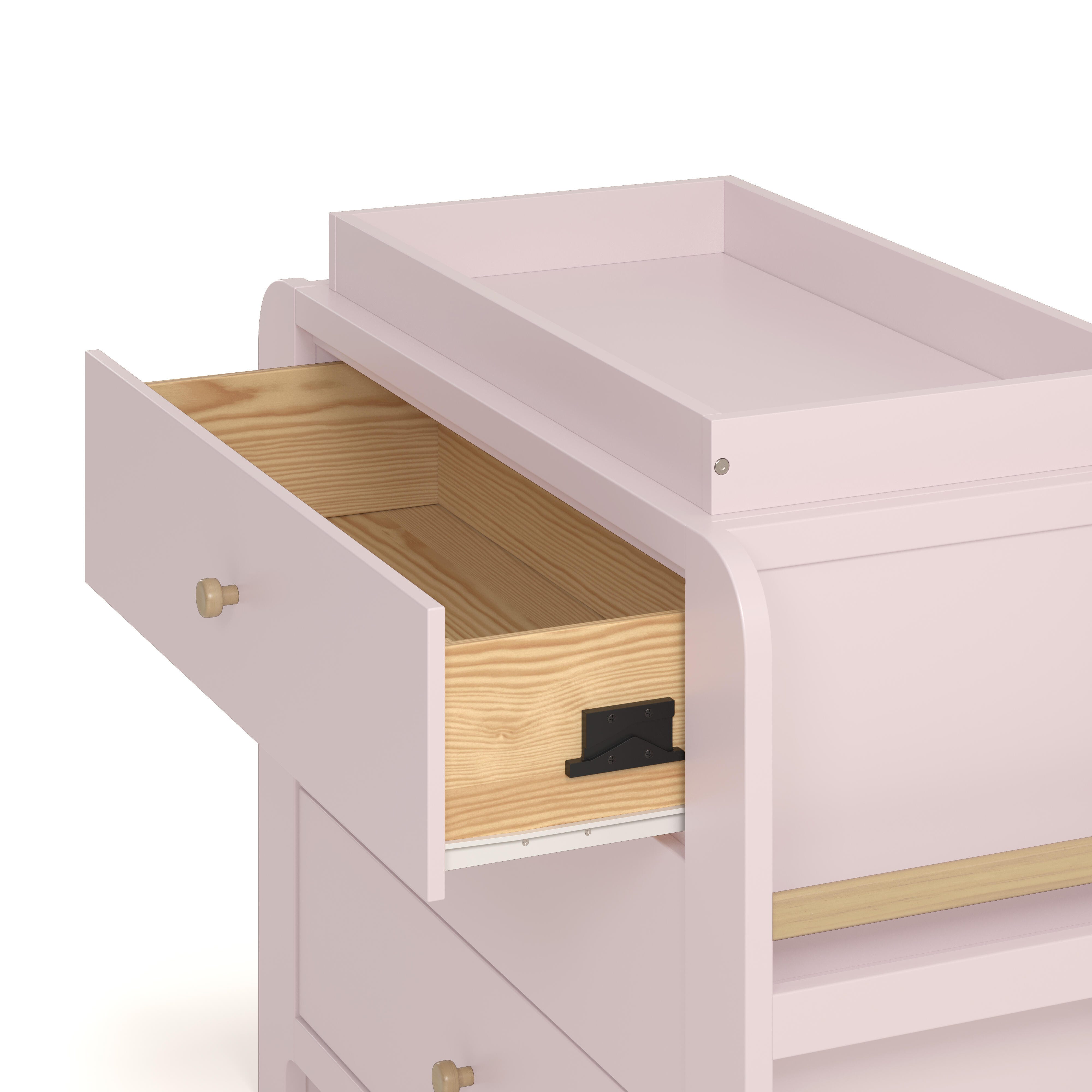 Graco Read-with-Me 3 Drawer Chest with Bookshelves and Changing Topper, Blush/Driftwood, large