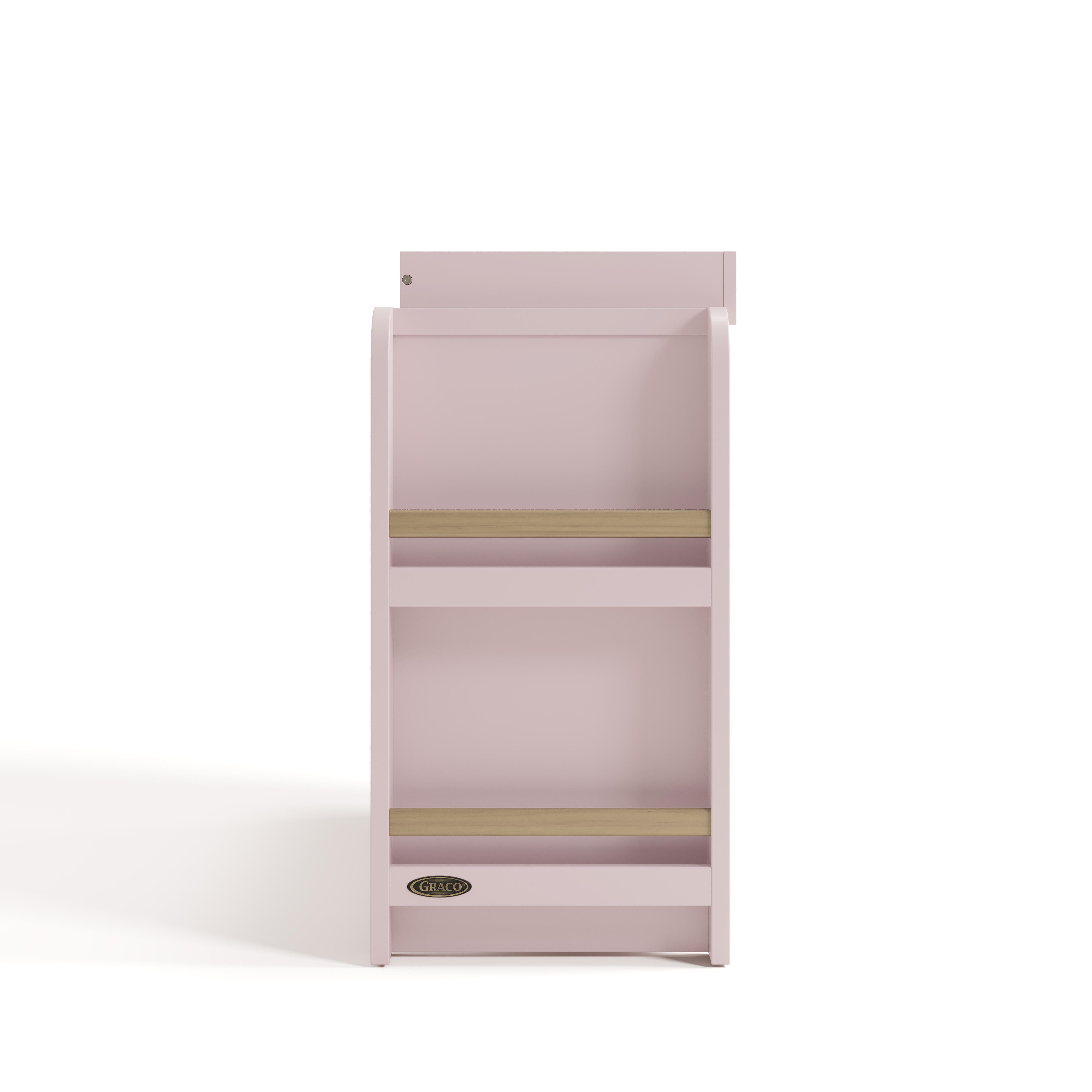 Graco Read-with-Me 3 Drawer Chest with Bookshelves and Changing Topper, Blush/Driftwood, large