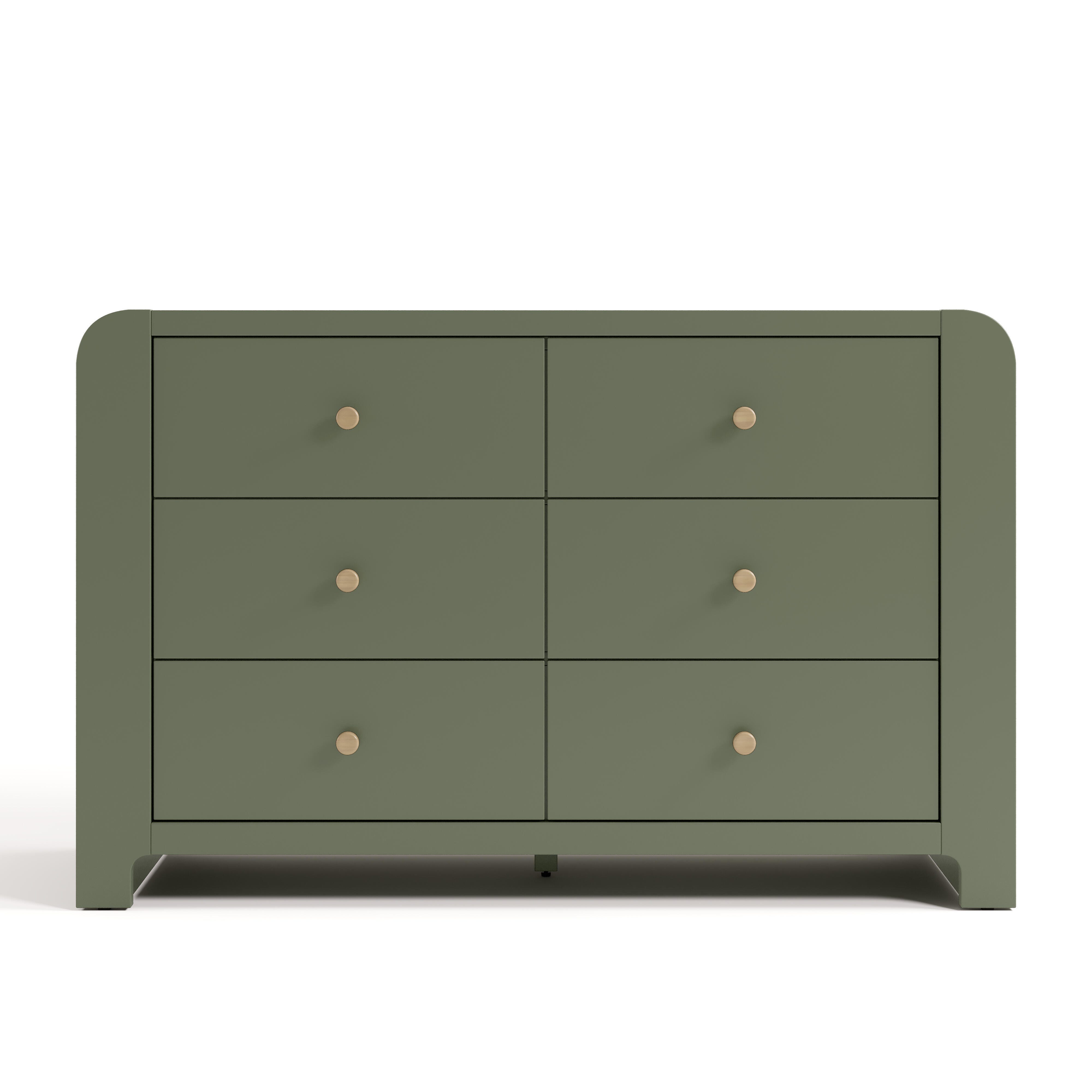 Graco Read-with-Me 6 Drawer Dresser with Bookshelves, Olive/Driftwood, large