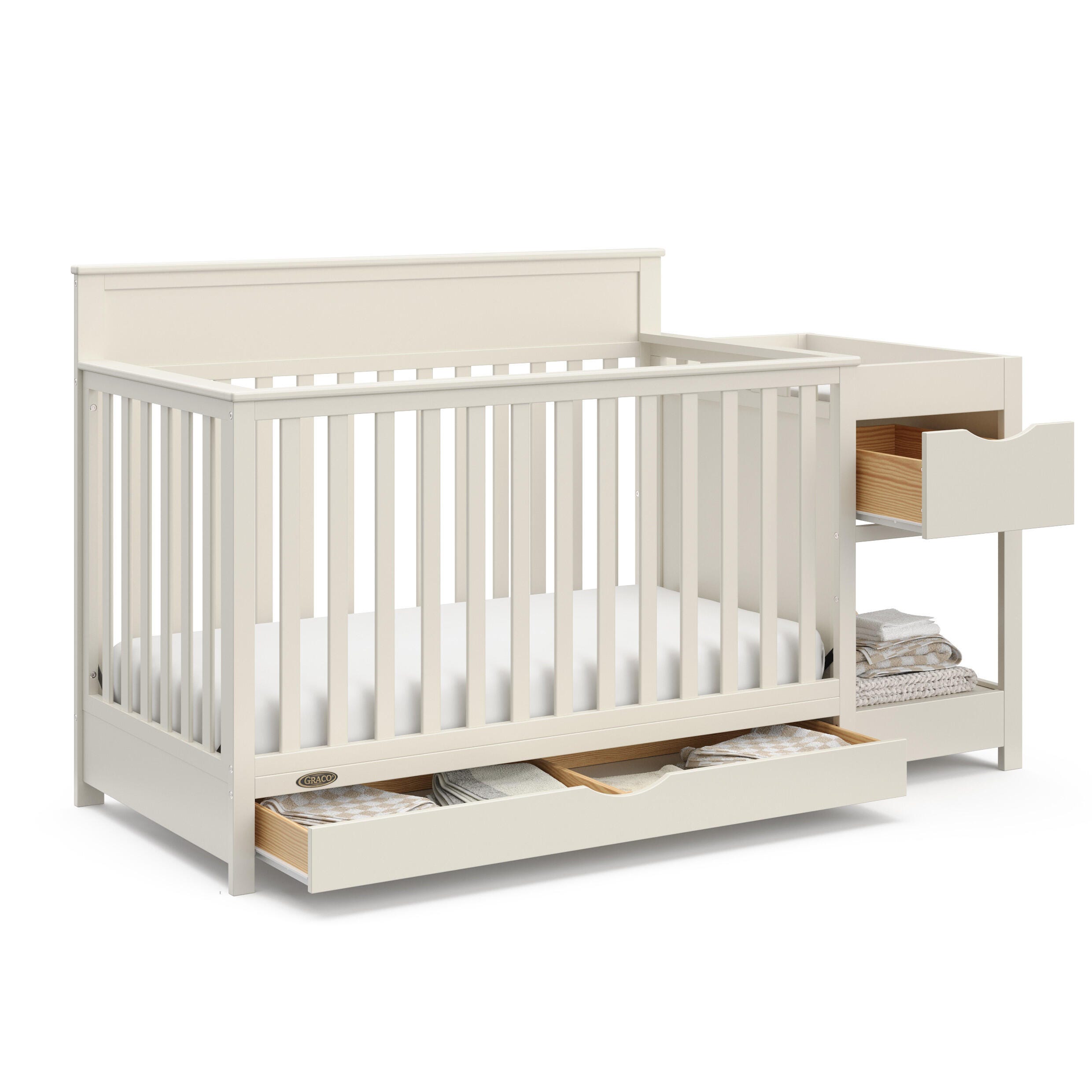 Graco Shiloh 5-in-1 Convertible Crib and Changer With Storage Drawer, Frosted Oat, large