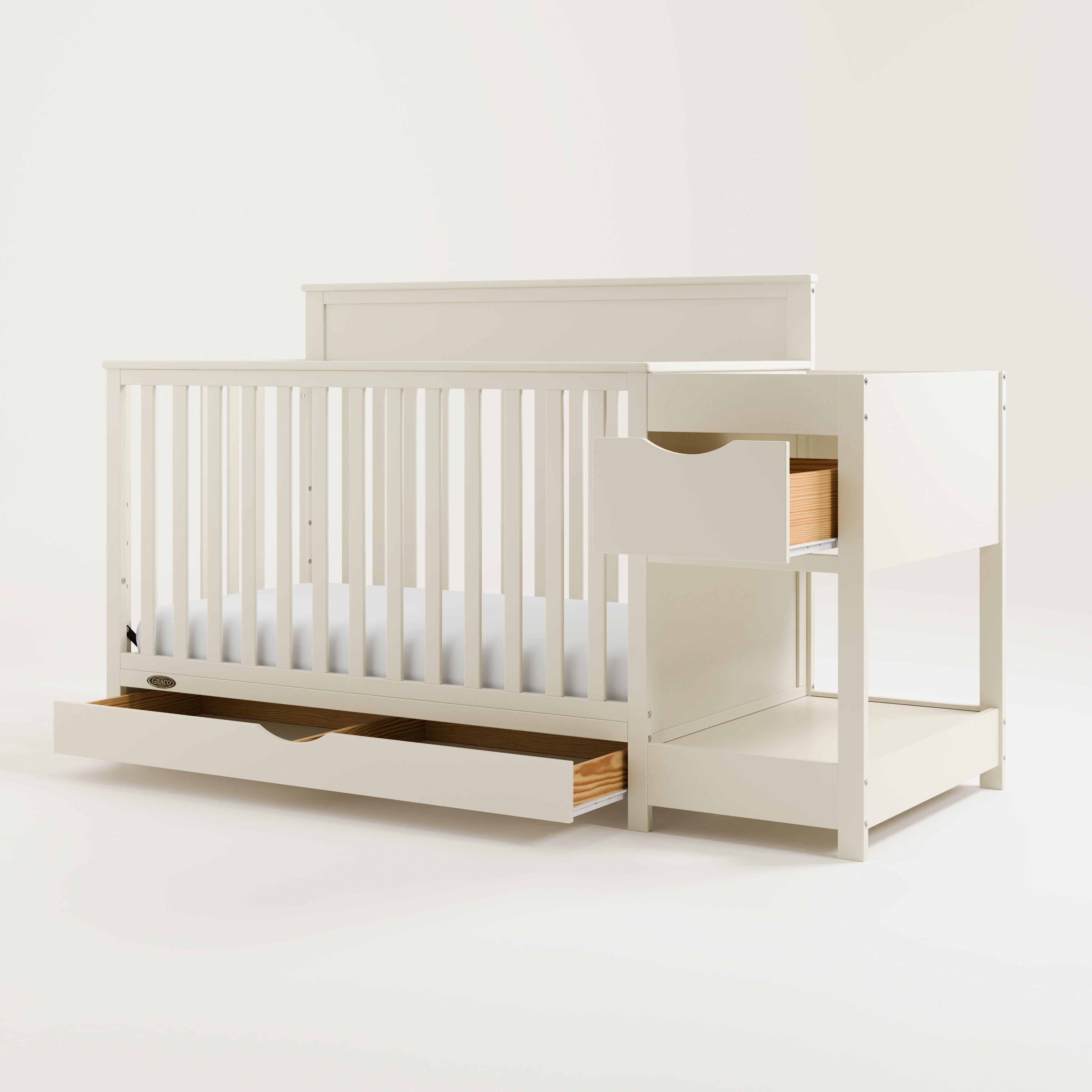 Graco Shiloh 5-in-1 Convertible Crib and Changer With Storage Drawer, Frosted Oat, large