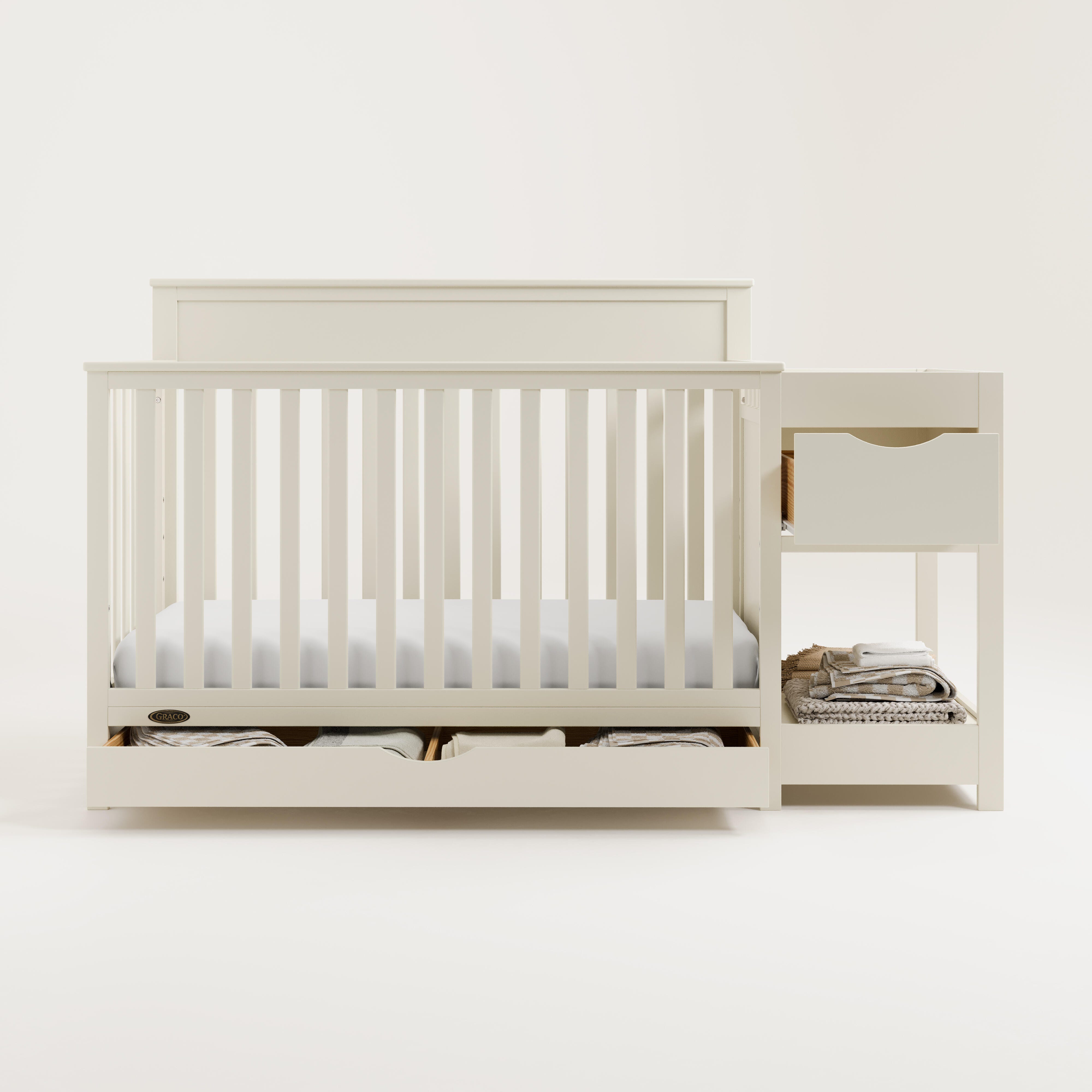 Graco Shiloh 5-in-1 Convertible Crib and Changer With Storage Drawer, Frosted Oat, large