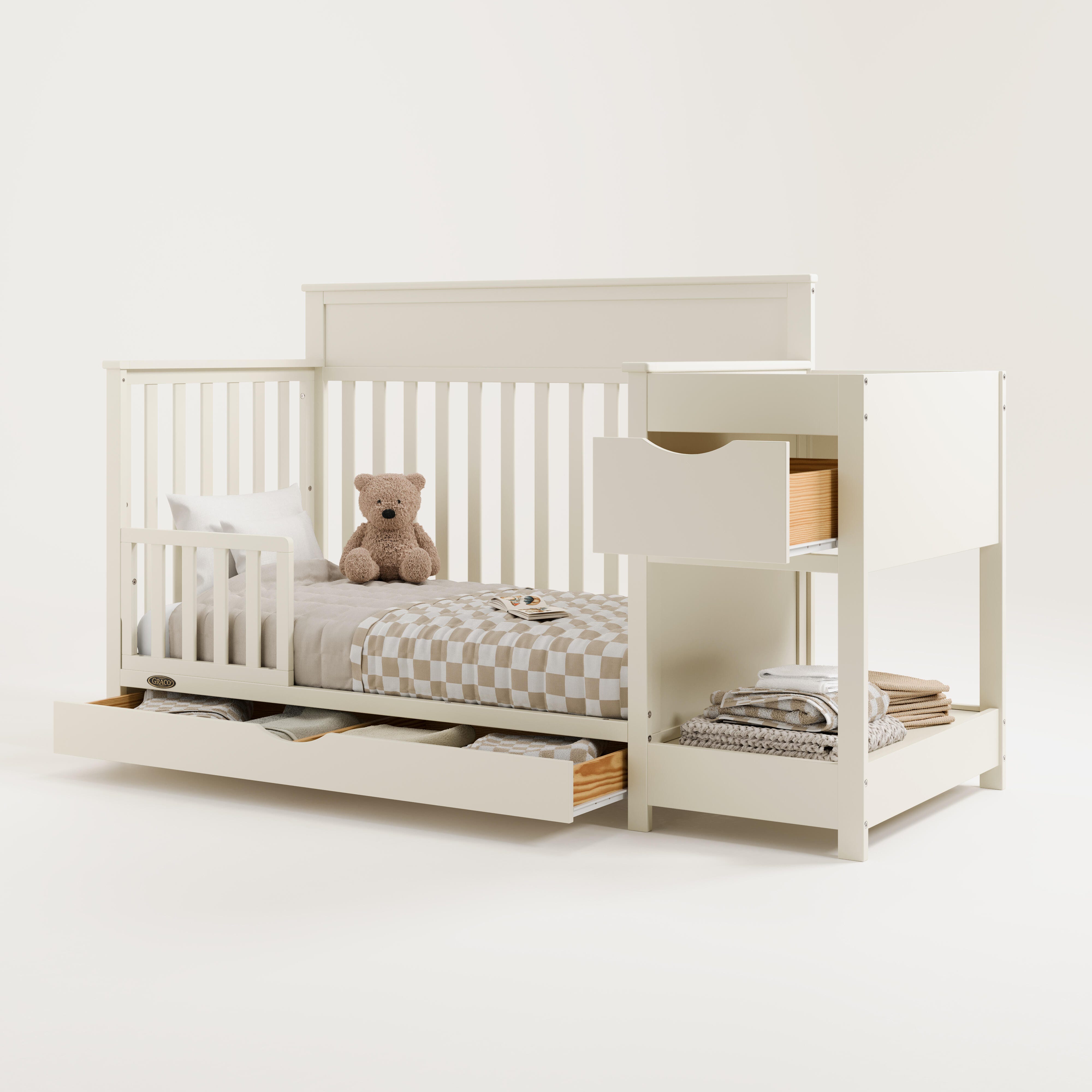 Graco Shiloh 5-in-1 Convertible Crib and Changer With Storage Drawer, Frosted Oat, large