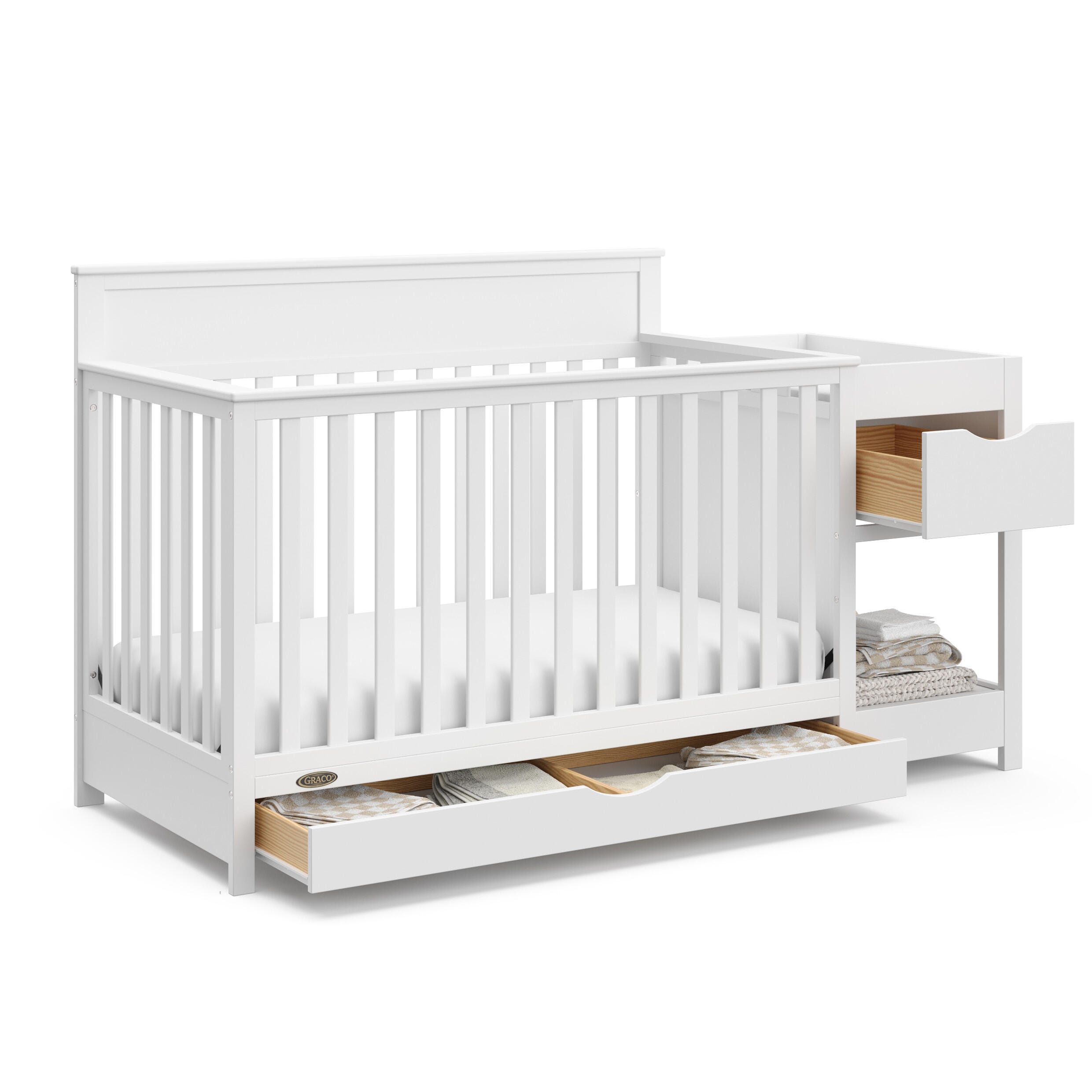 Graco Shiloh 5-in-1 Convertible Crib and Changer With Storage Drawer, White, large