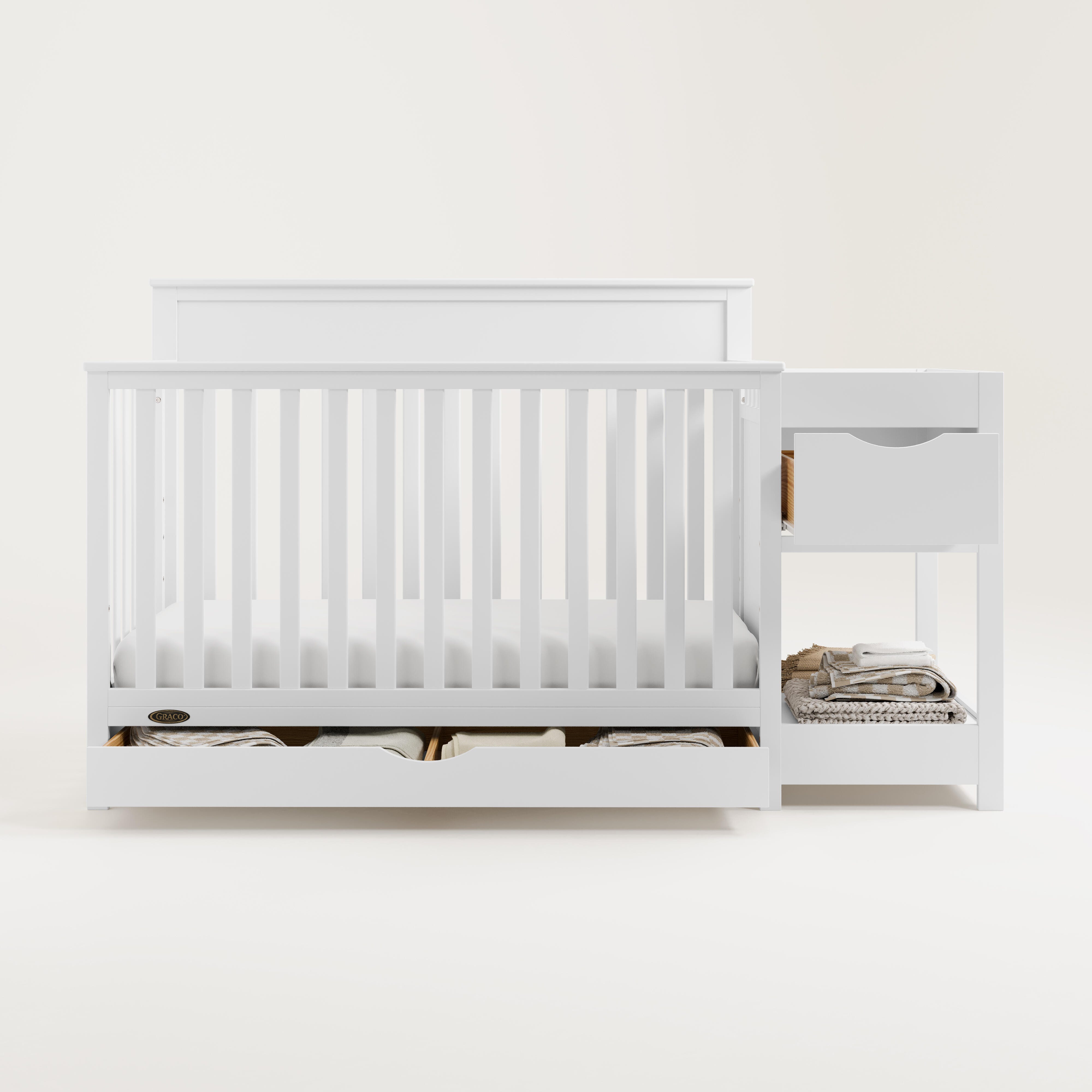 Graco Shiloh 5-in-1 Convertible Crib and Changer With Storage Drawer, White, large